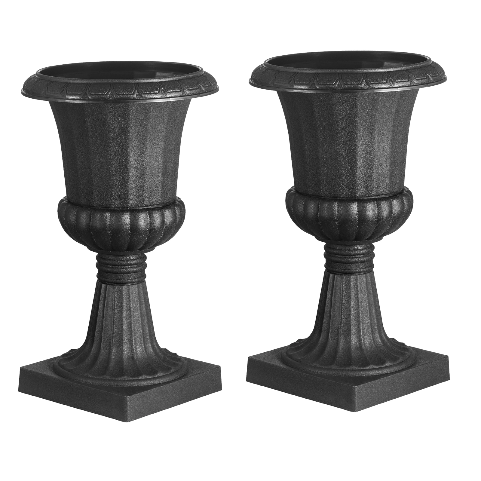 HONGGE Plastic Urn Planters 2 Pack Classic Flower Pots Front Porch Planters Indoor & Outdoor Vase for Wedding Party