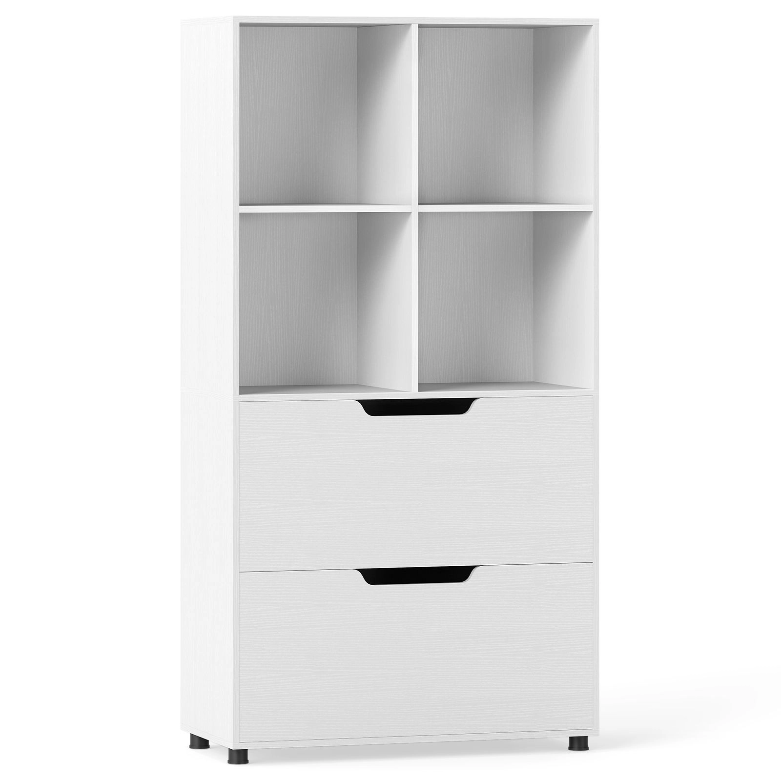 SlickBlue 4-Cube Storage Bookcase with Drawers