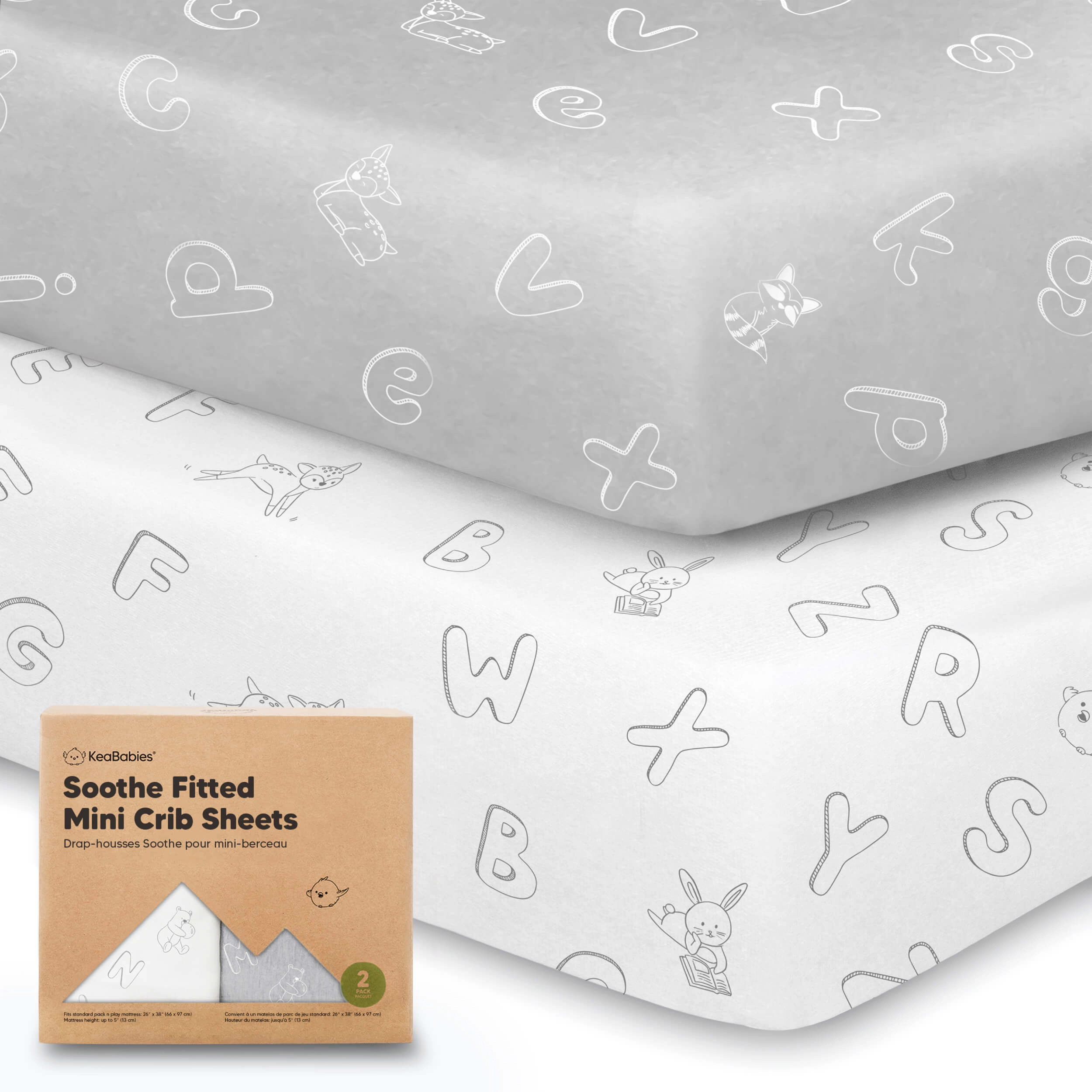 KeaBabies Soothe Fitted Mini Crib Sheet