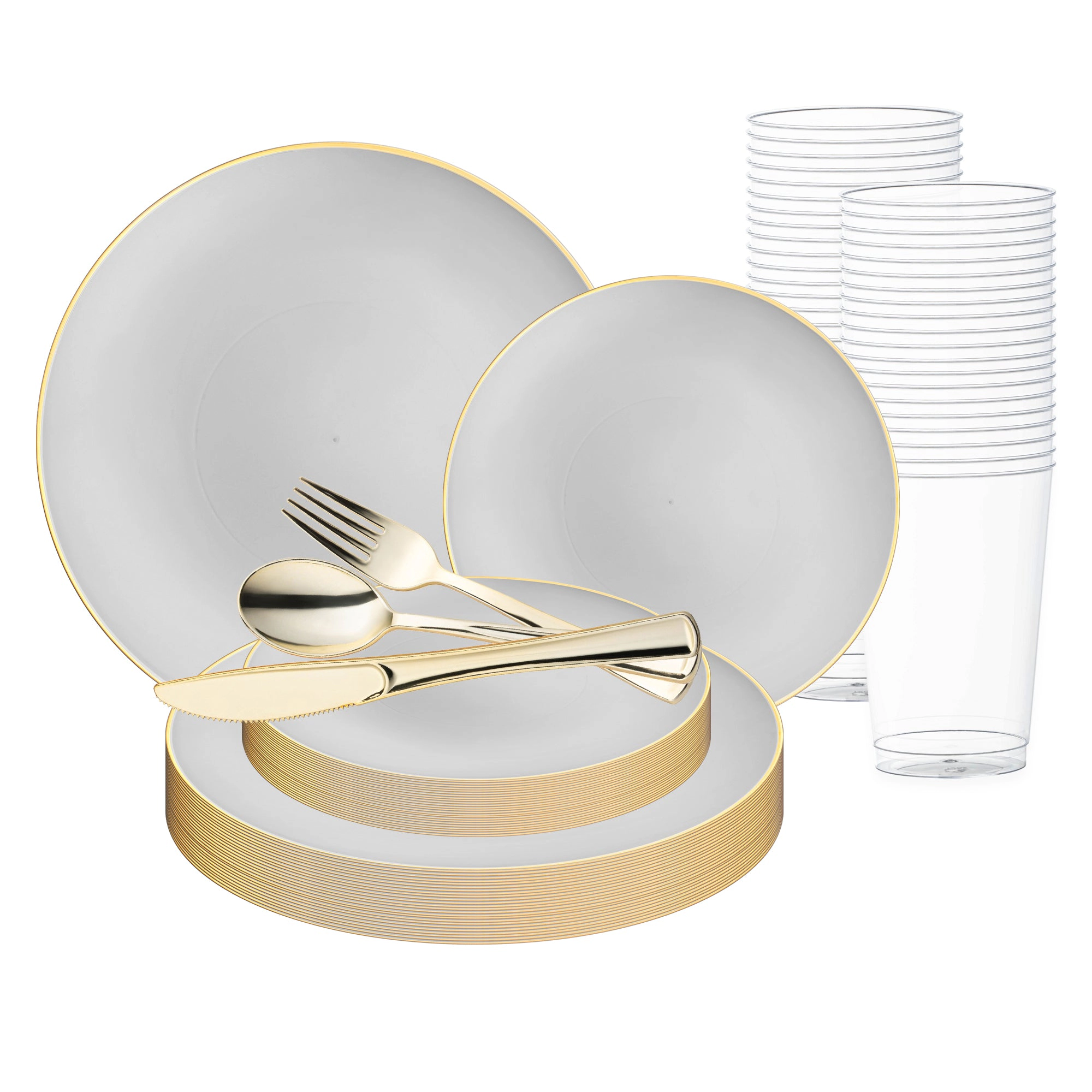 Smarty Had A Party with Gold Organic Round Disposable Plastic Wedding Value Set
