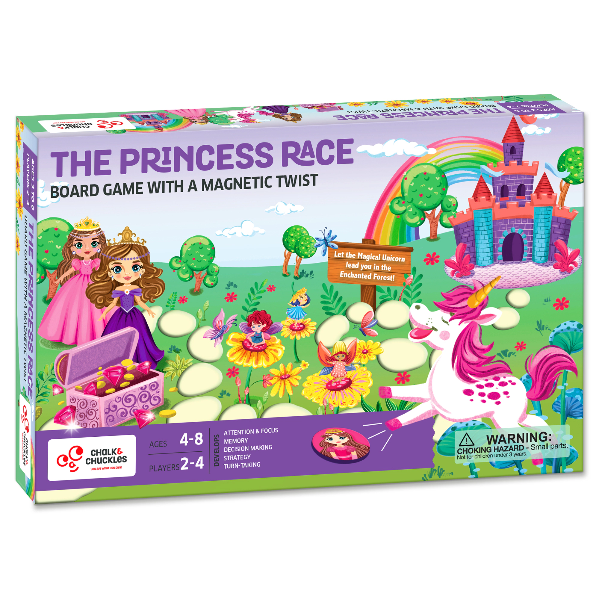 Chalk & Chuckles The Princess Race Memory Board Game - 2-4 Players