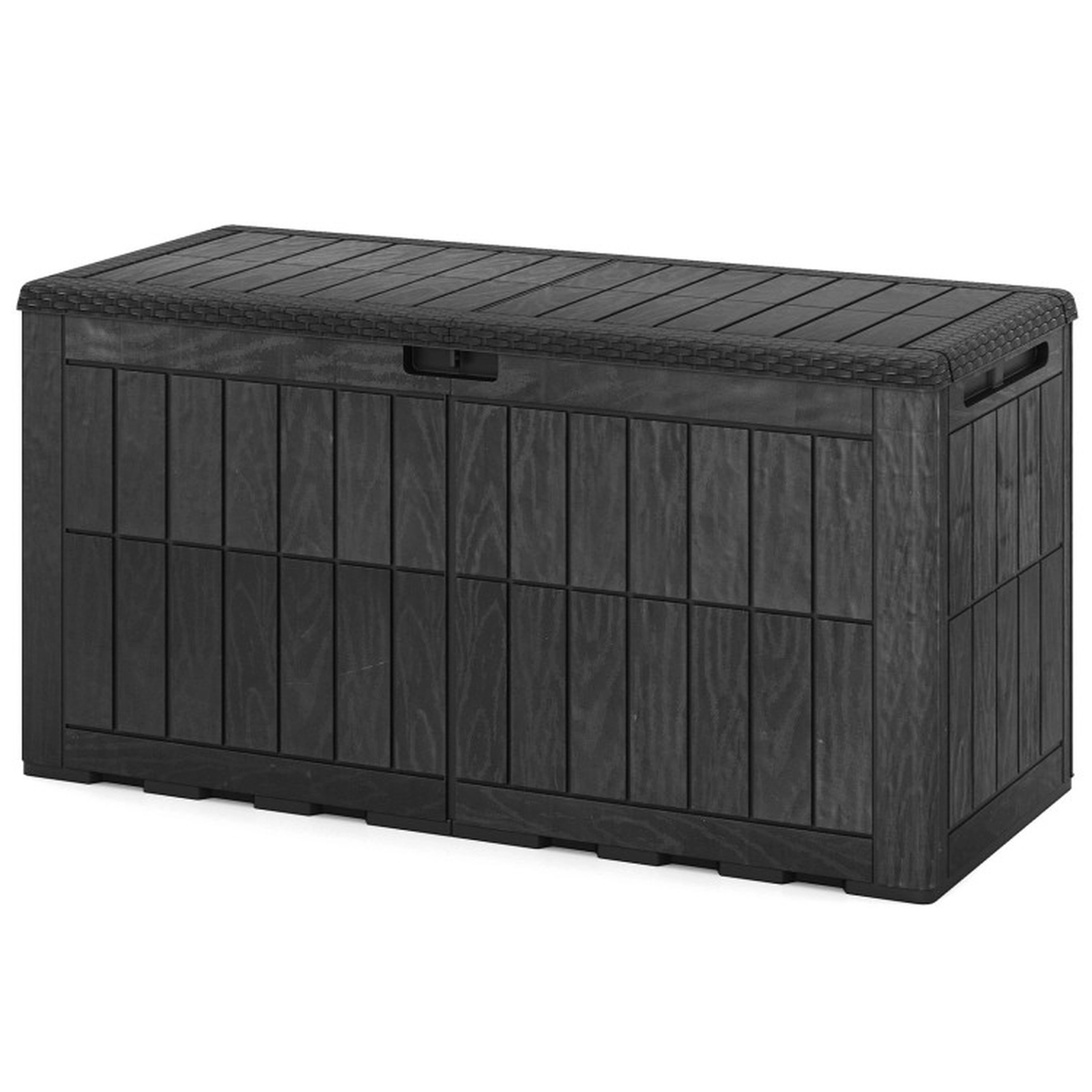 SUGIFT 100-Gallon Lockable Waterproof PP Outdoor Deck Storage Box 47.5-in x 21-in x 24-in 310-lb Seat Capacity Black
