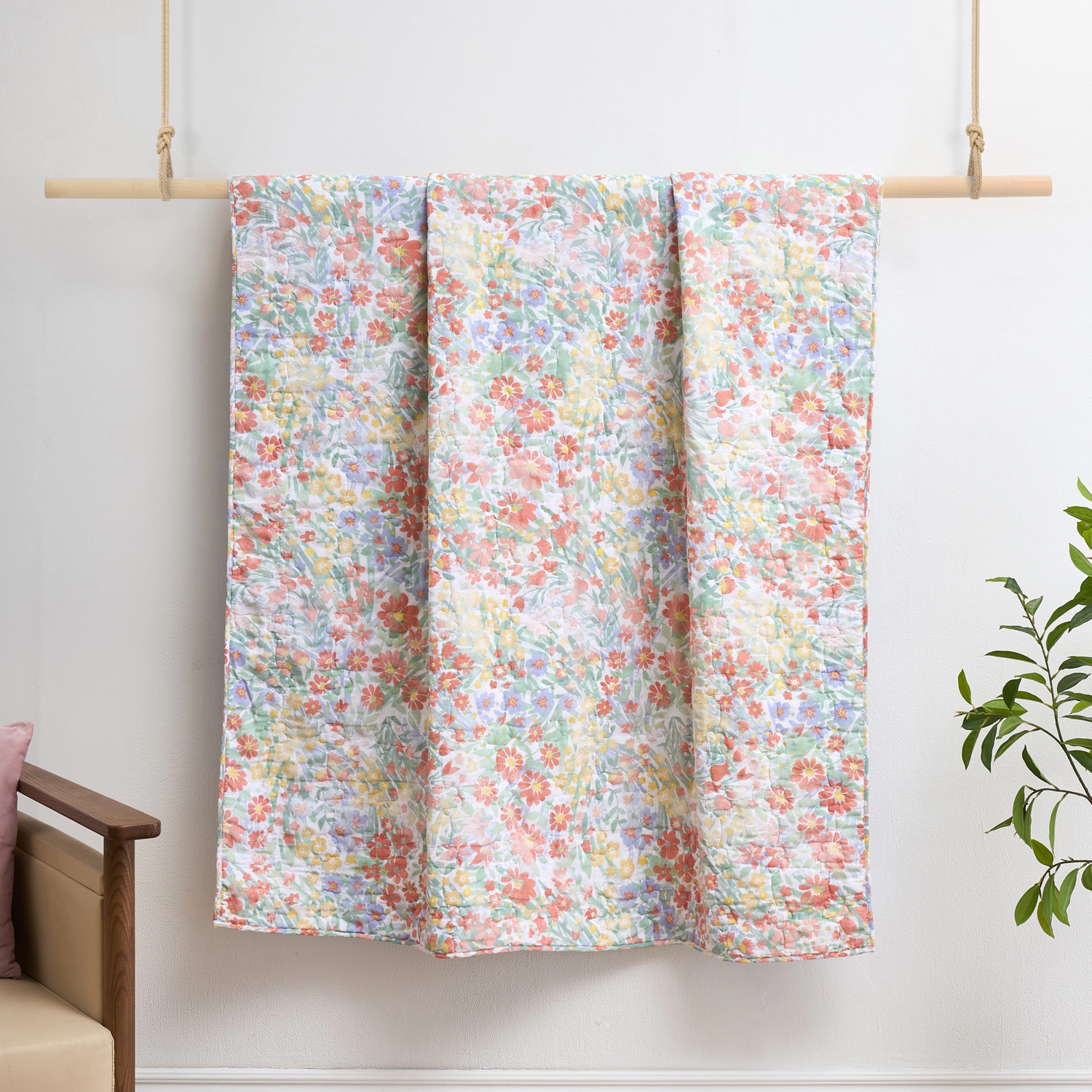 Greenland Home Fashions 100% Cotton Face 100% Microfiber Alice Pastel Accessory Throw Pastel