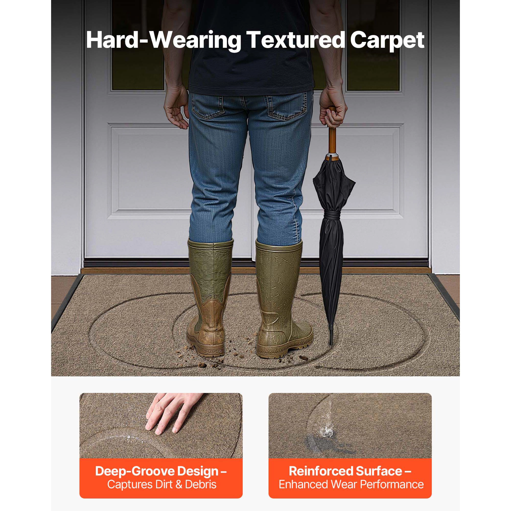 HONGGE Front Door Mat Commercial Floor Mat for Indoor and Outdoor Modern Stylish Carpet with TPE Backing Heavy Duty
