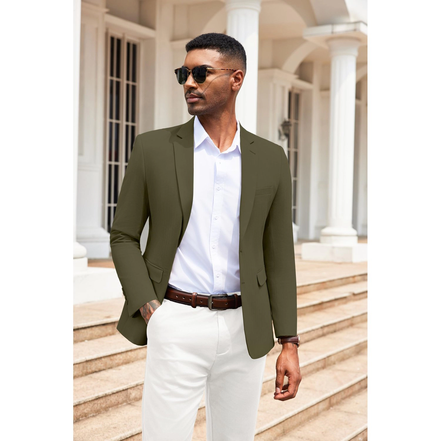 COOFANDY Short Sleeve Polo Shirts Summer Half Zip Collar Textured Casual Tops