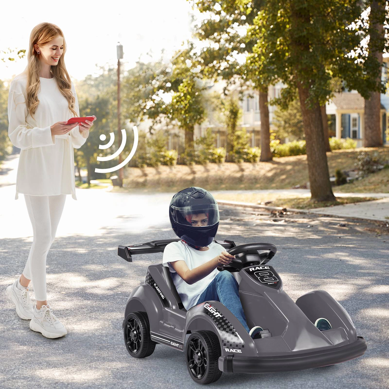 LJG 6V Kids Ride on Go Cart with Remote Control and Safety Belt