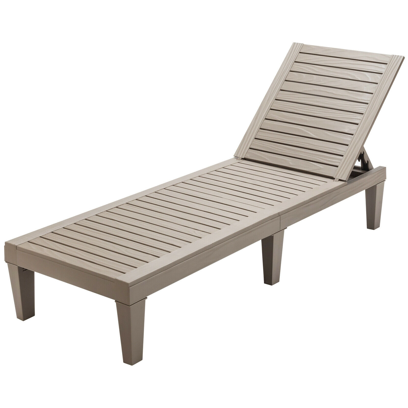 SUGIFT Outdoor Recliner Chaise Lounge Chair with 5-Position Adjustable Backrest 400-lb Capacity 75-in Length Brown