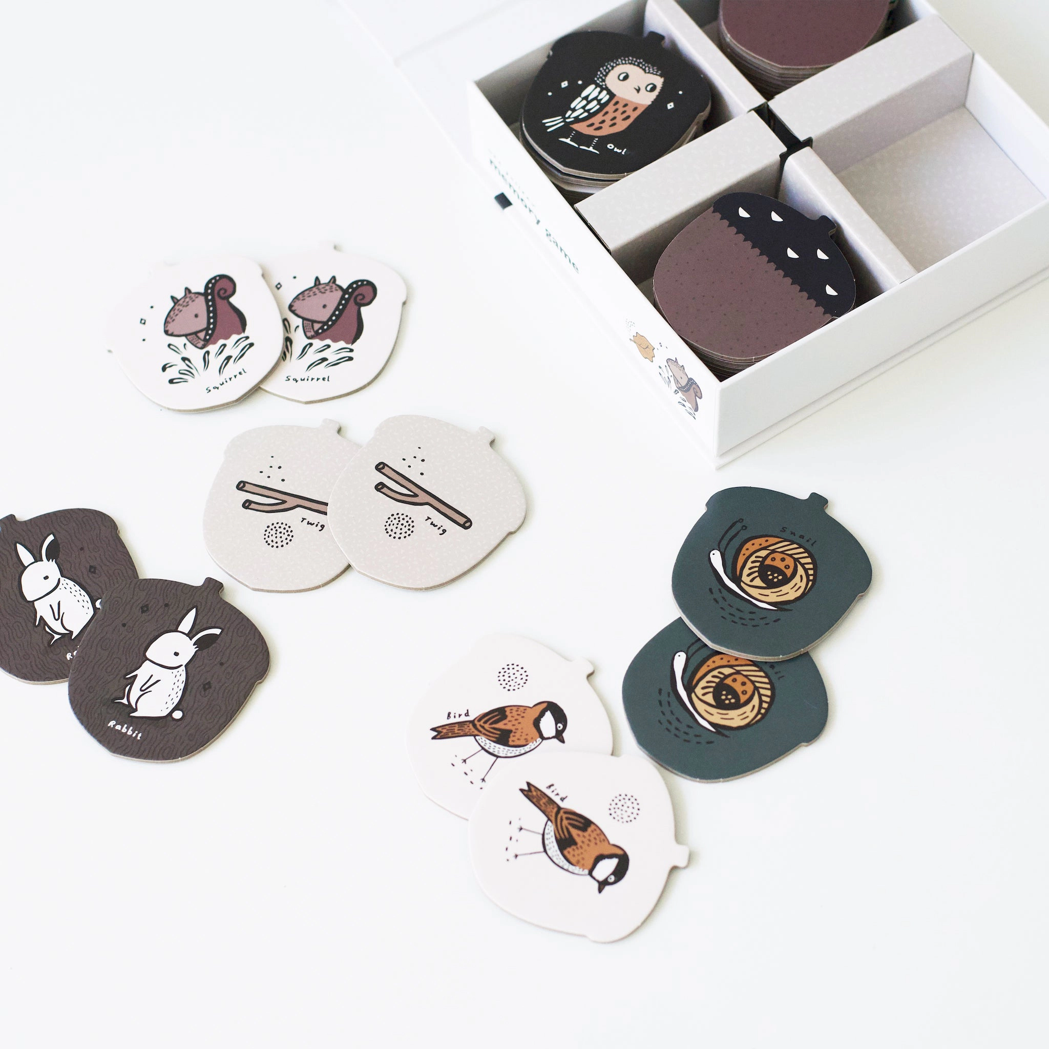Wee Gallery Brain and Balance Bundle - Woodland Memory Game and 11-Piece Animal Tower Blocks
