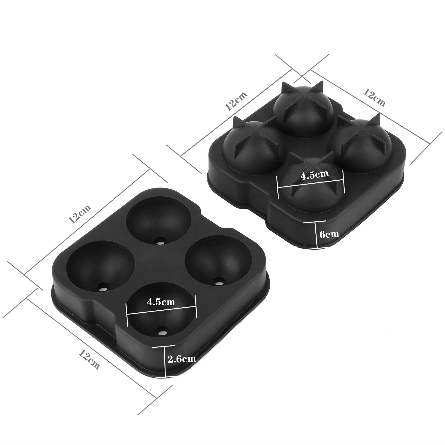 GBruno Silicone Sphere Ice Ball Maker Mold With Lid