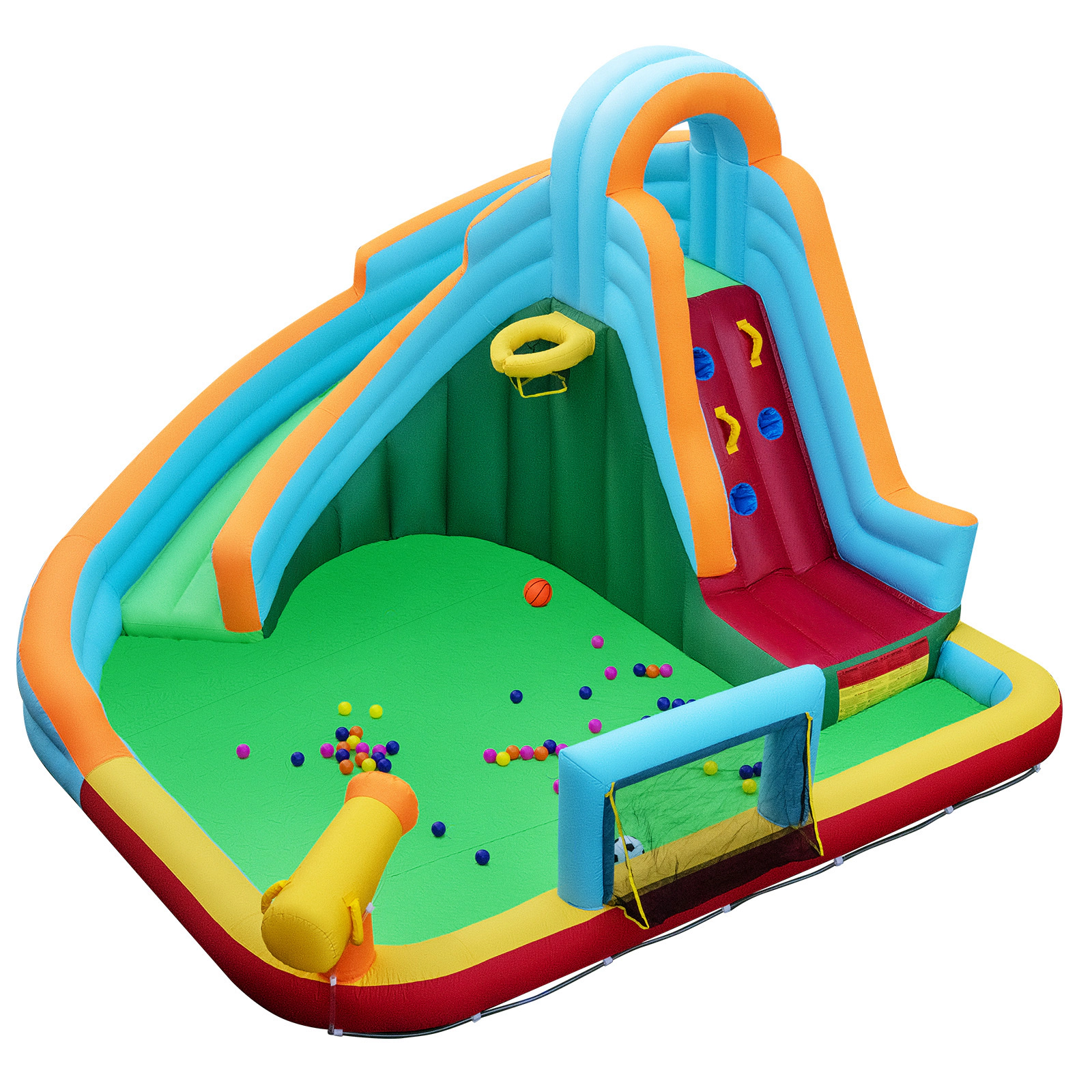 SUGIFT 132 in Slide No Blower 6-in-1 Kids Inflatable Water Slide Park Giant Bounce House