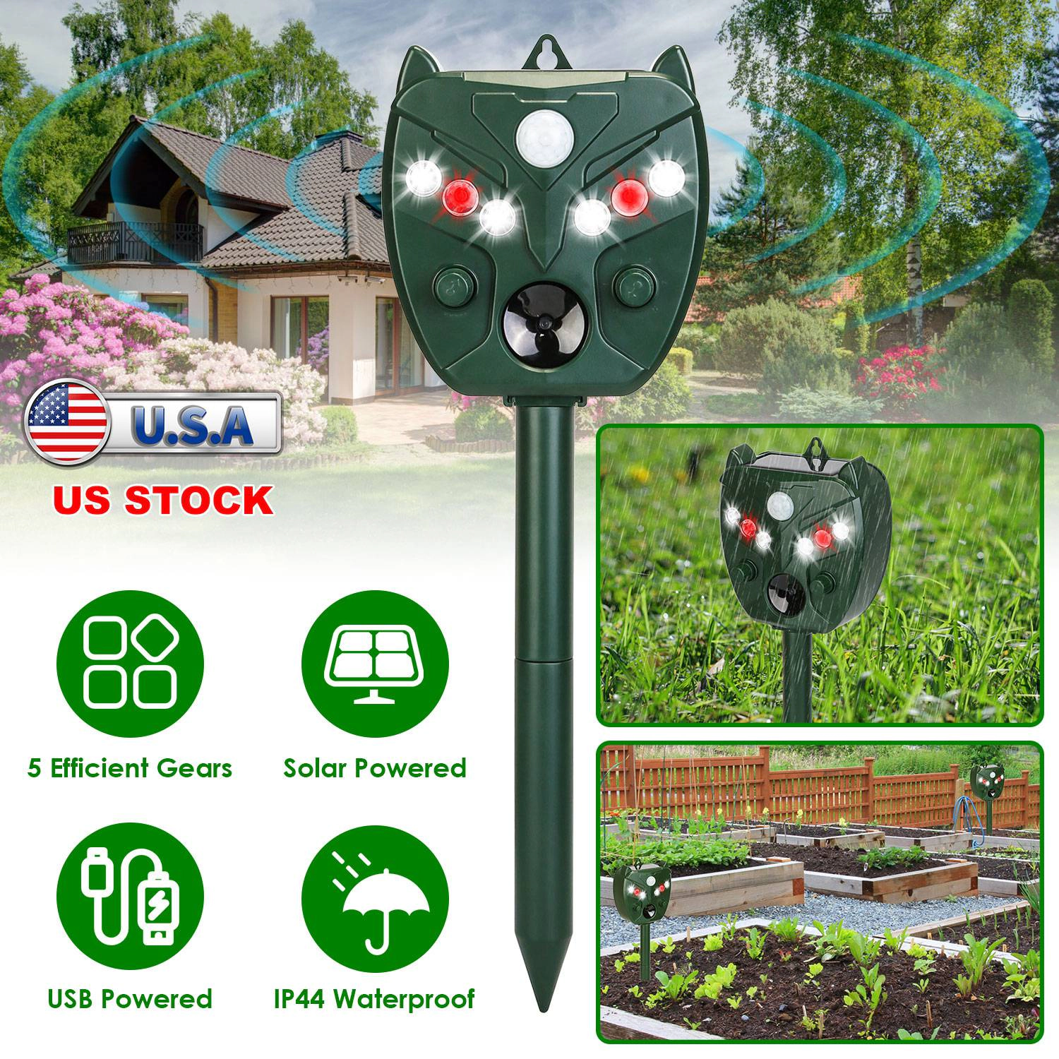 GBruno Solar Ultrasonic Animal Repeller
