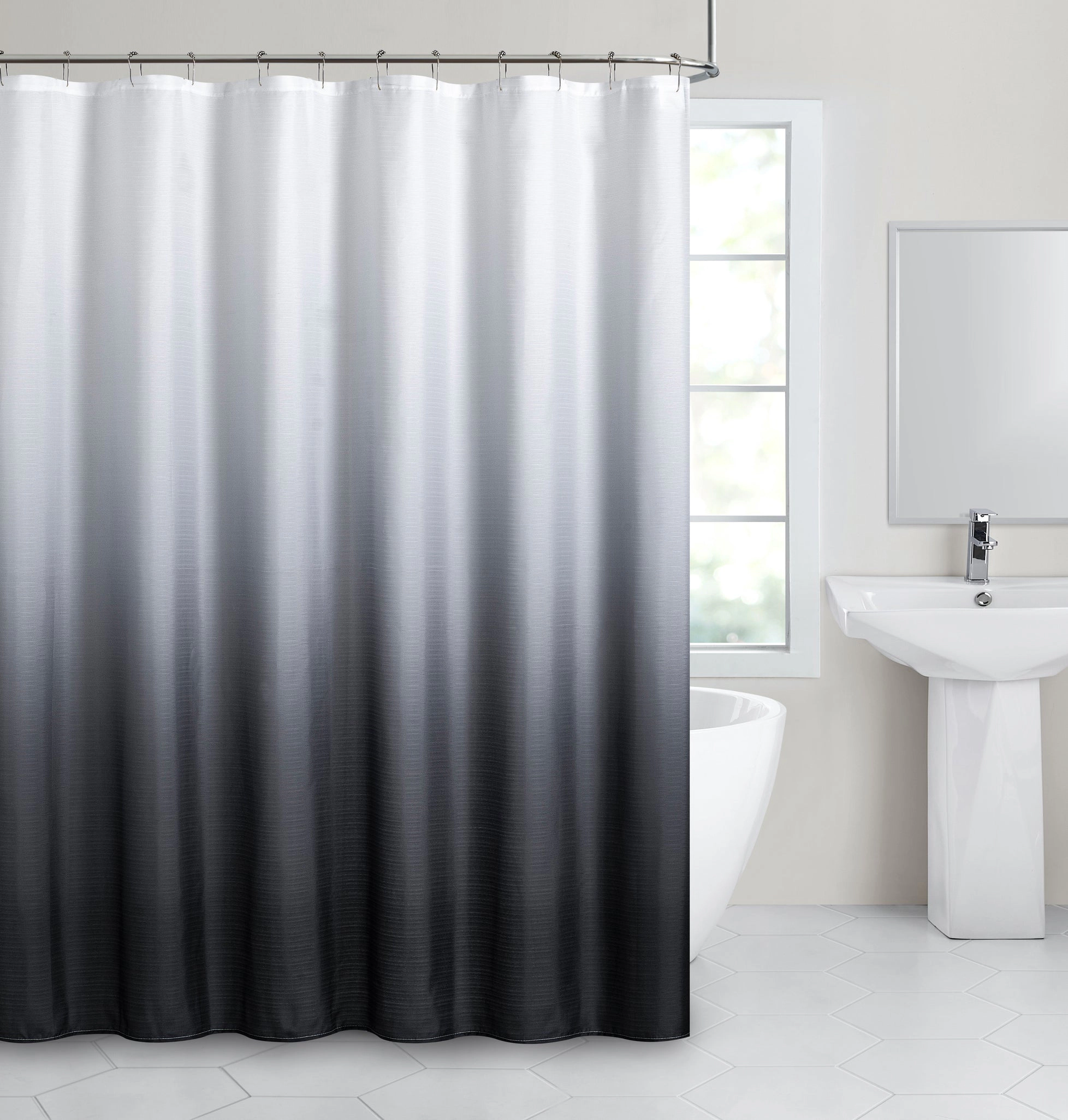Dainty Home Shades Ombre Printed Fabric 3D Textured Gradient Colors Designed Shower Curtain 70" x 72"