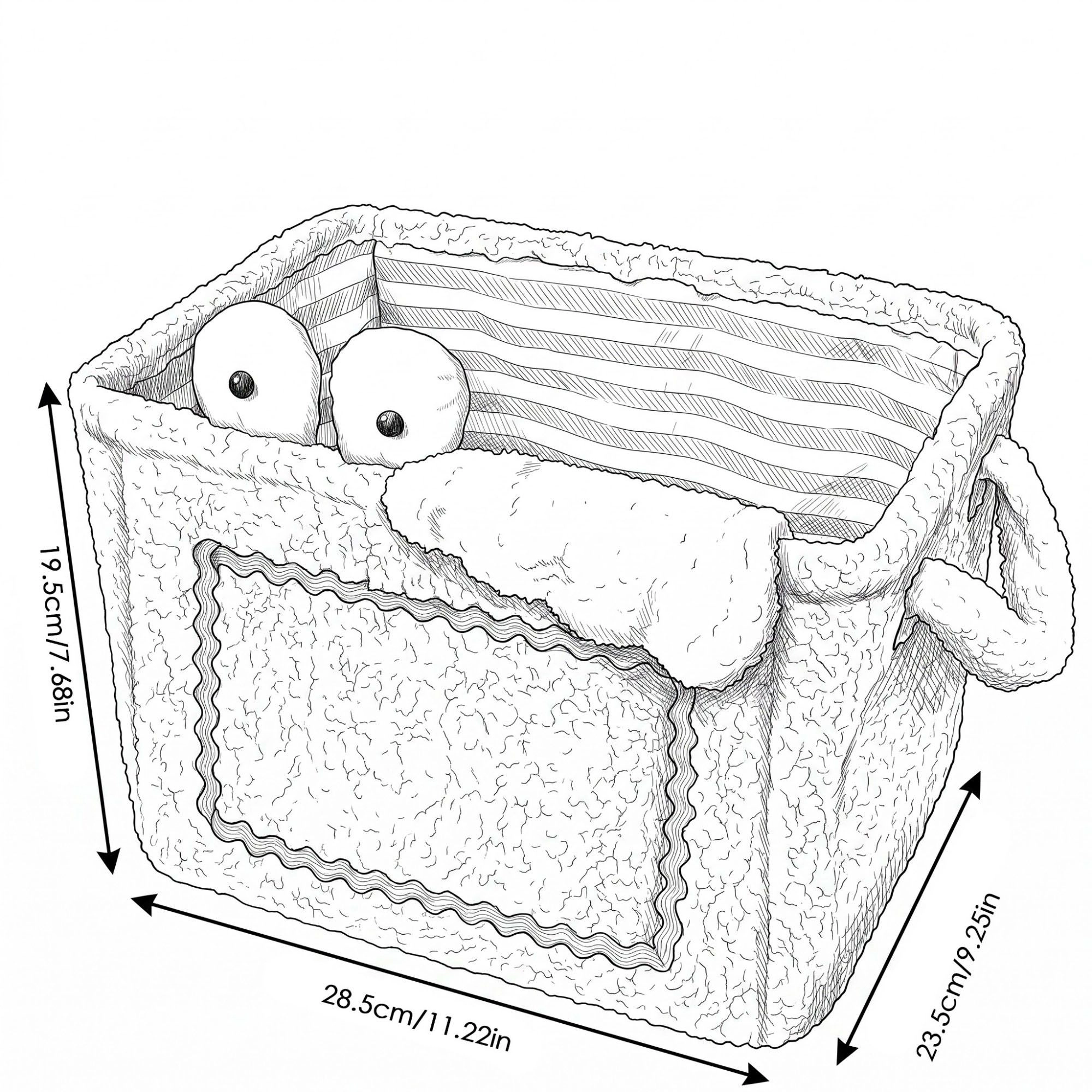 Alilang Plush Storage Basket with Handles and Front Pocket