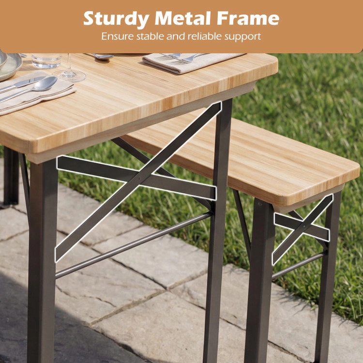 Hivvago 3-Piece Folding Picnic Table With Benches Fir Wood Portable Bear Camping Set