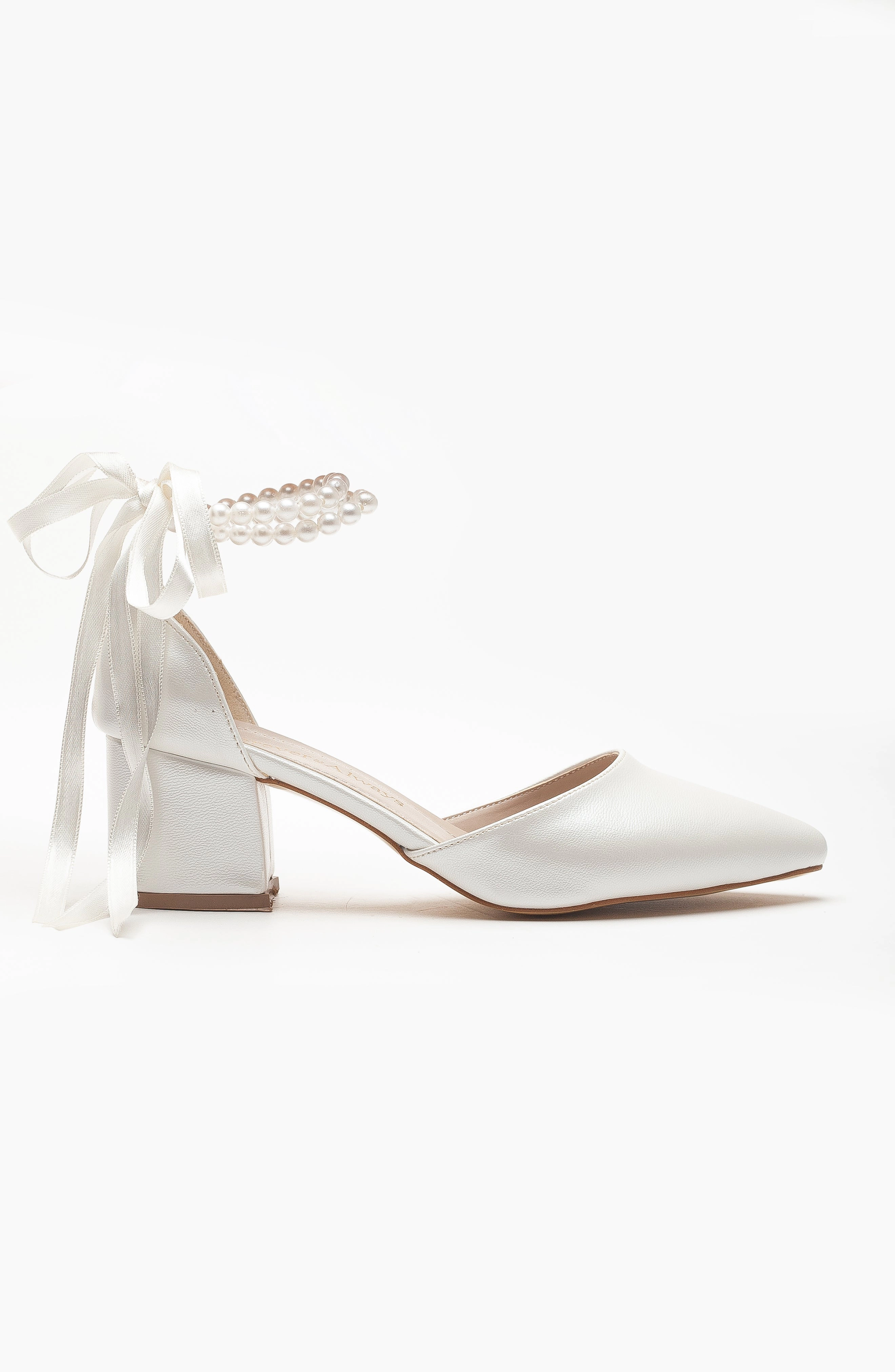 Forever & Always Womens Miranda Low Block Heels with Pearls