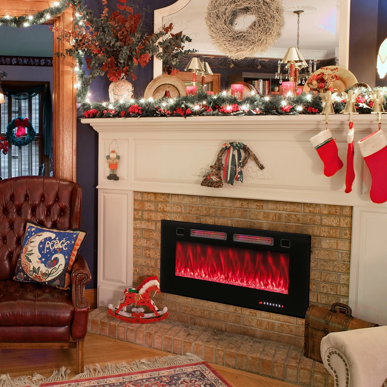 SlickBlue Electric Fireplace Heater, 42/50/60 Inch Recessed Wall Mount, 5100 BTU, Alexa Voice & App