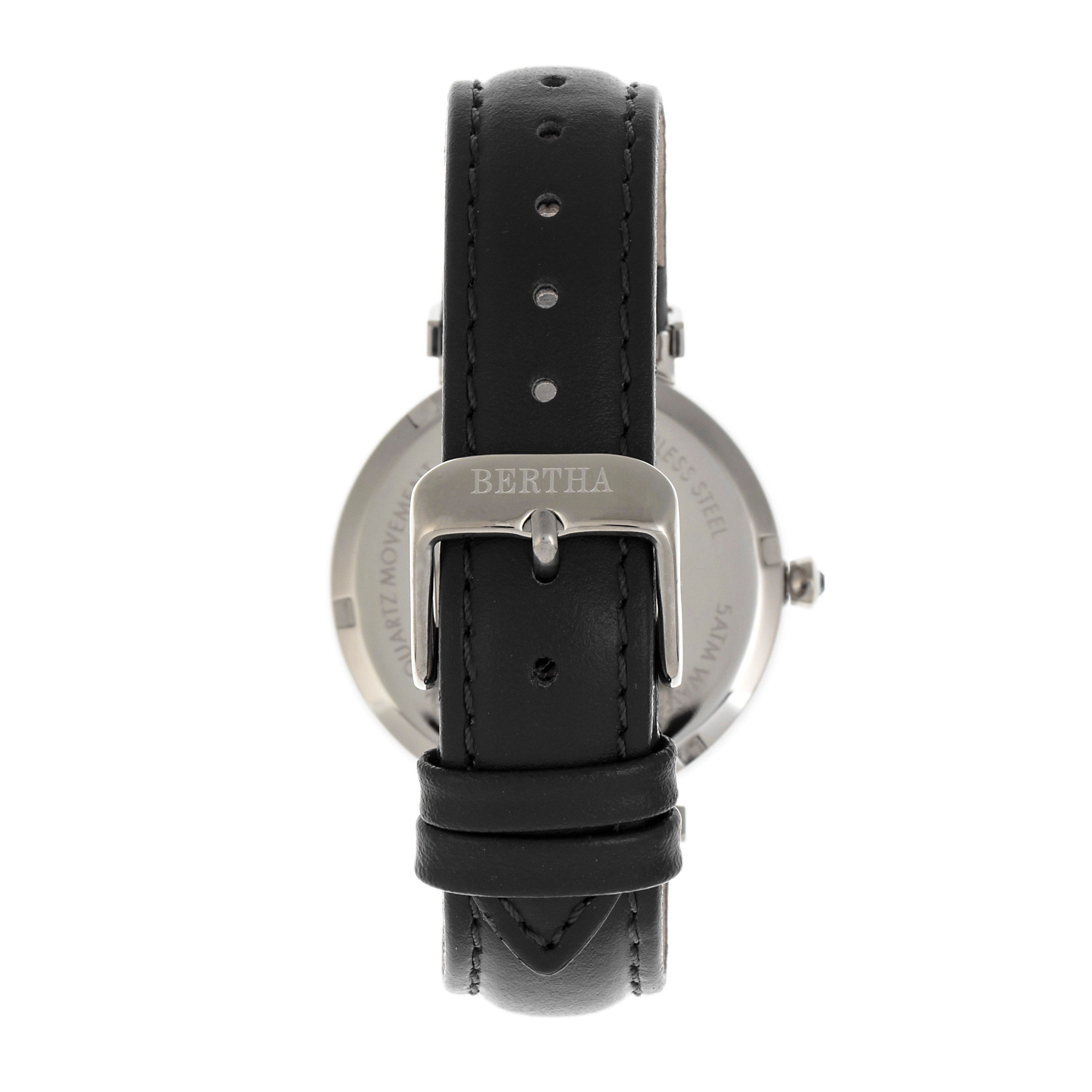 Bertha Emily Mother-Of-Pearl Leather-Band Watch