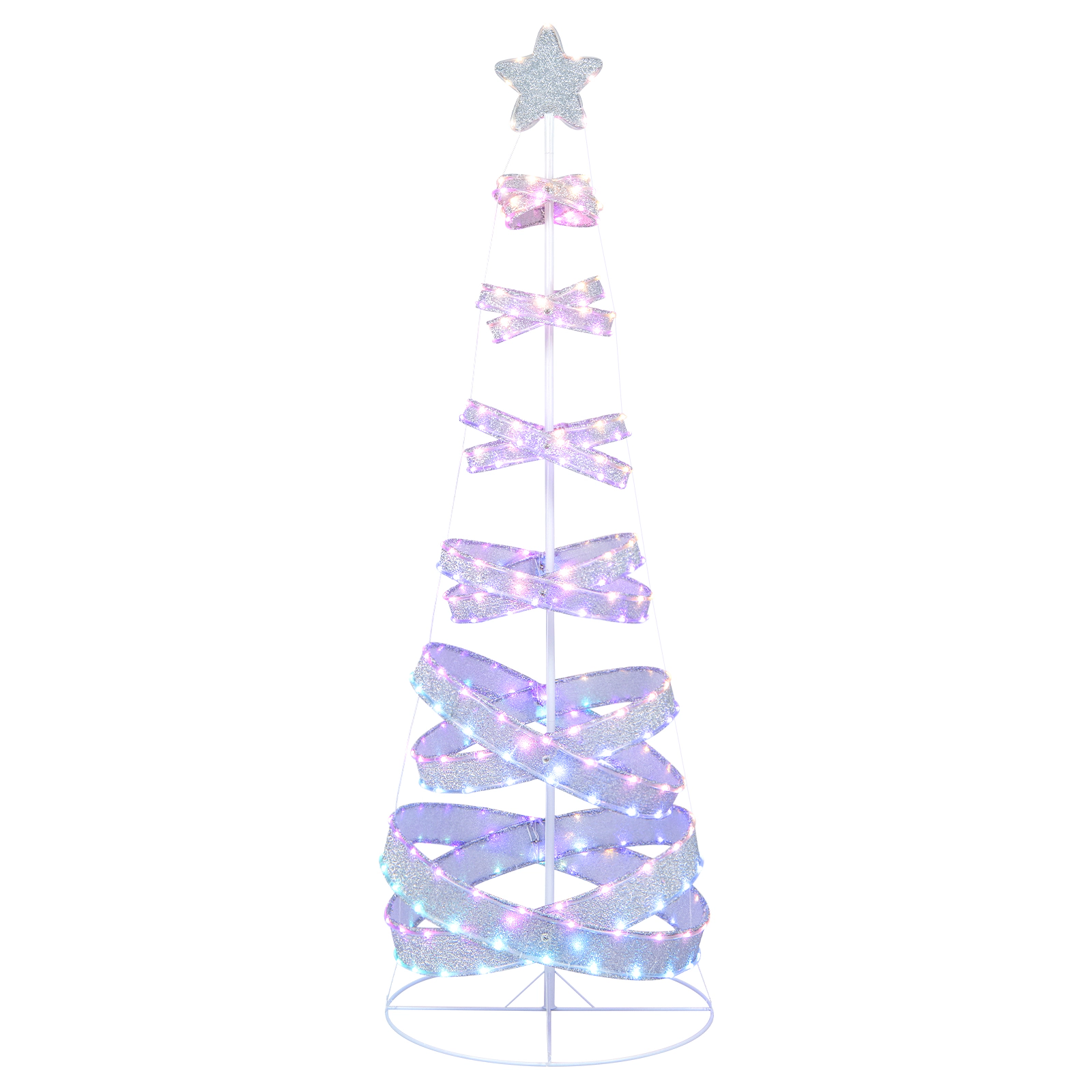 SUGIFT 7 ft Outdoor Spiral Christmas Tree with 341 Lights and 34 Lighting Modes