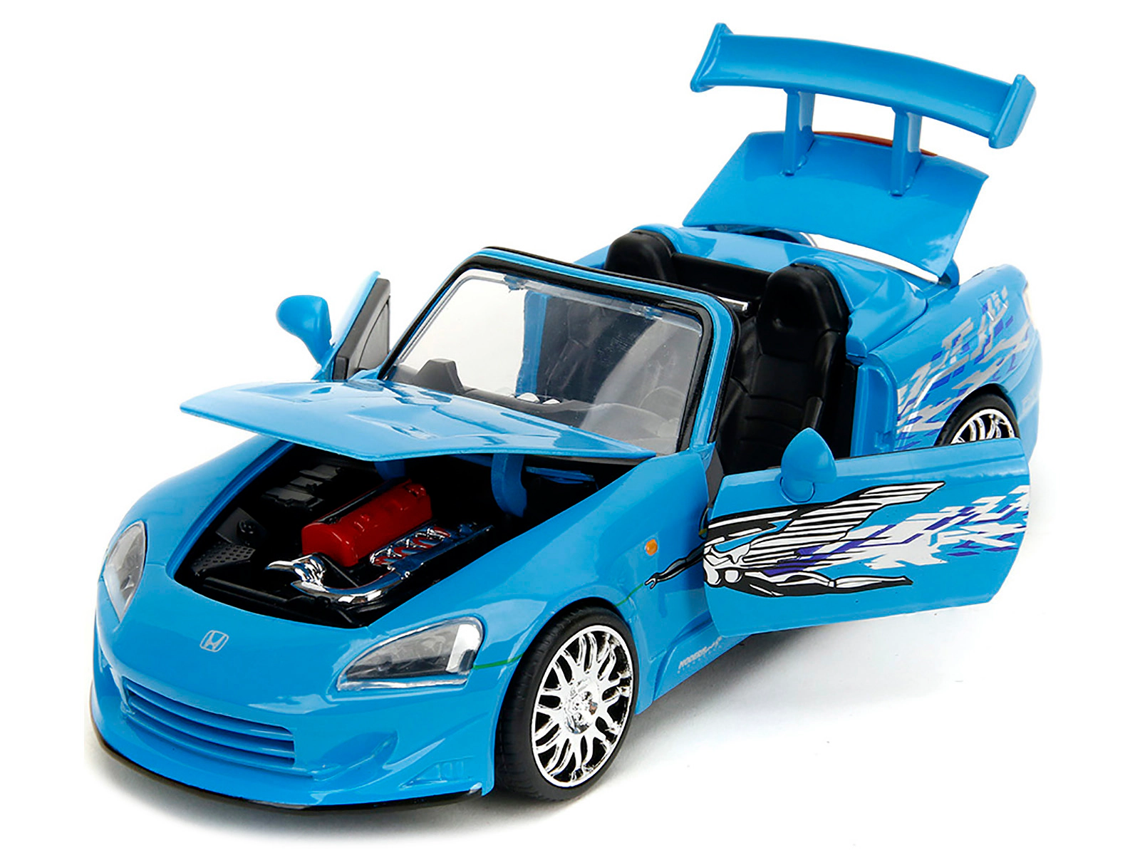 Jada 2001 Honda S2000 Convertible Blue with Graphics "Fast & Furious Remix" Series 1/24 Diecast Model Car by Jada