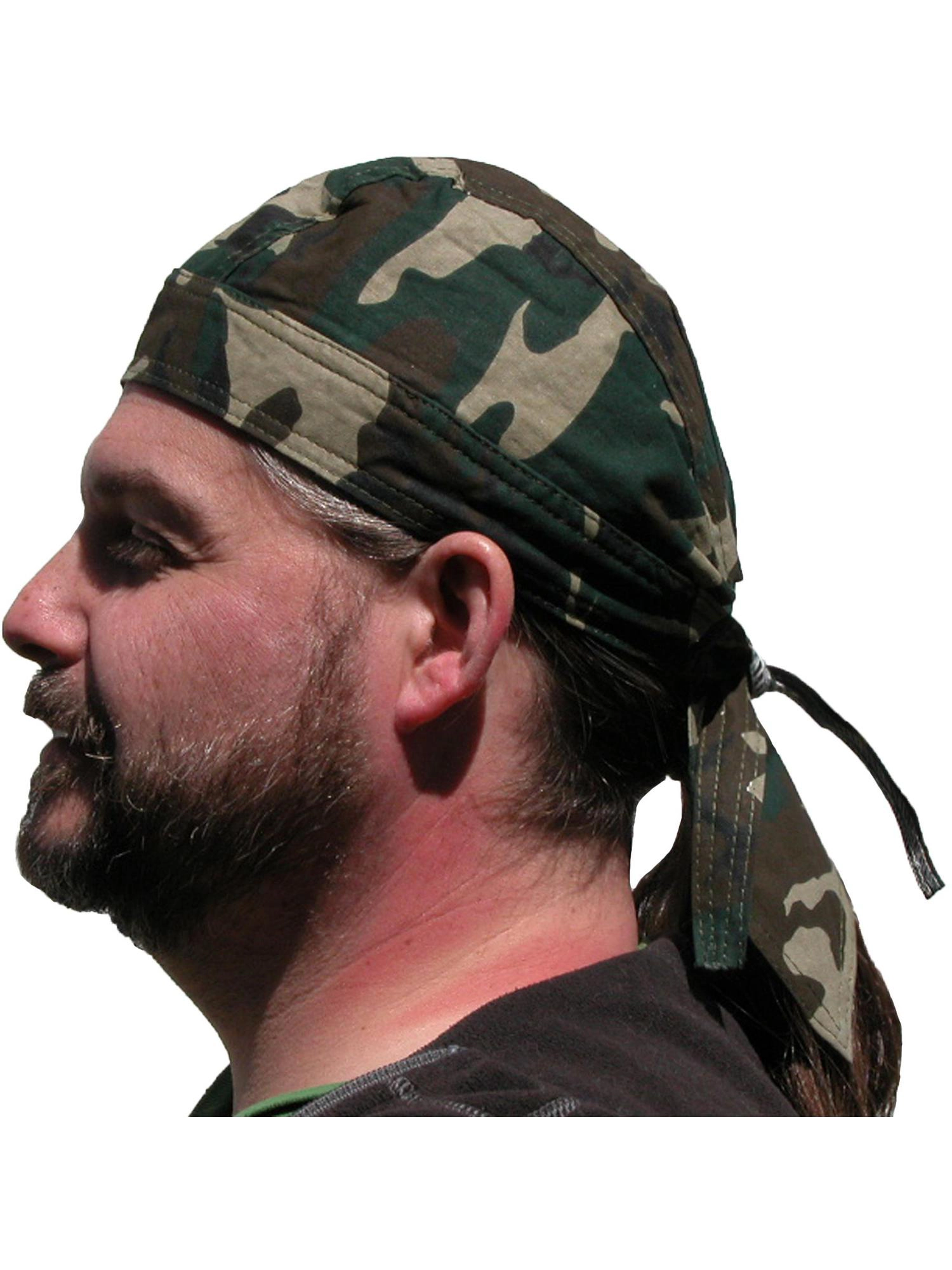 CTM® Men's Cotton Camo Do Rag Cap with Premium Lining