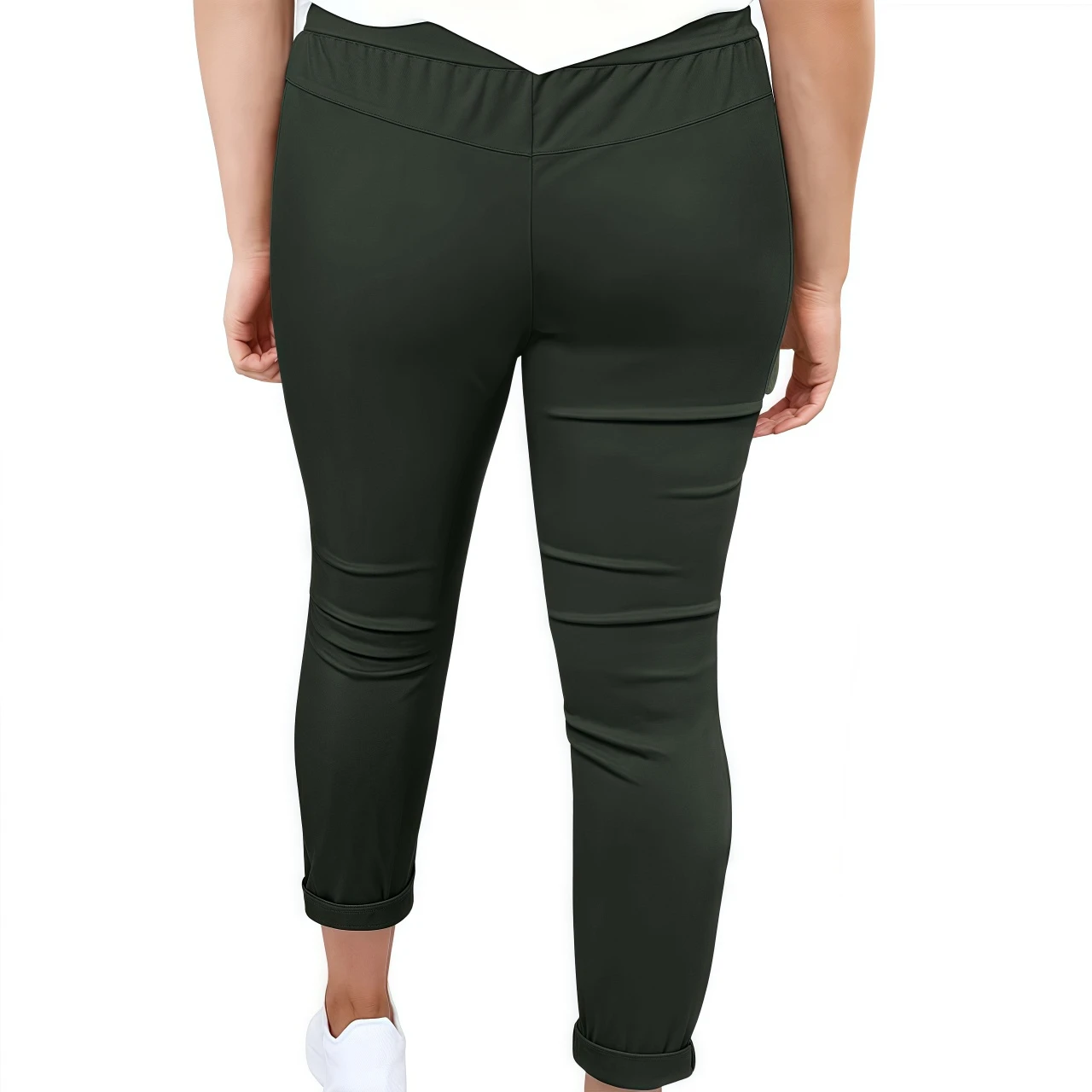 YesFashion Women's Capri Pants High Waisted Pull On Stretchy Waist Slim Capris Dress