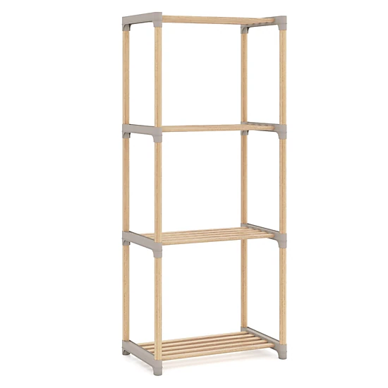 SlickBlue Natural-Gray Pine Wood Bookshelf, Tier Open Storage Display Rack