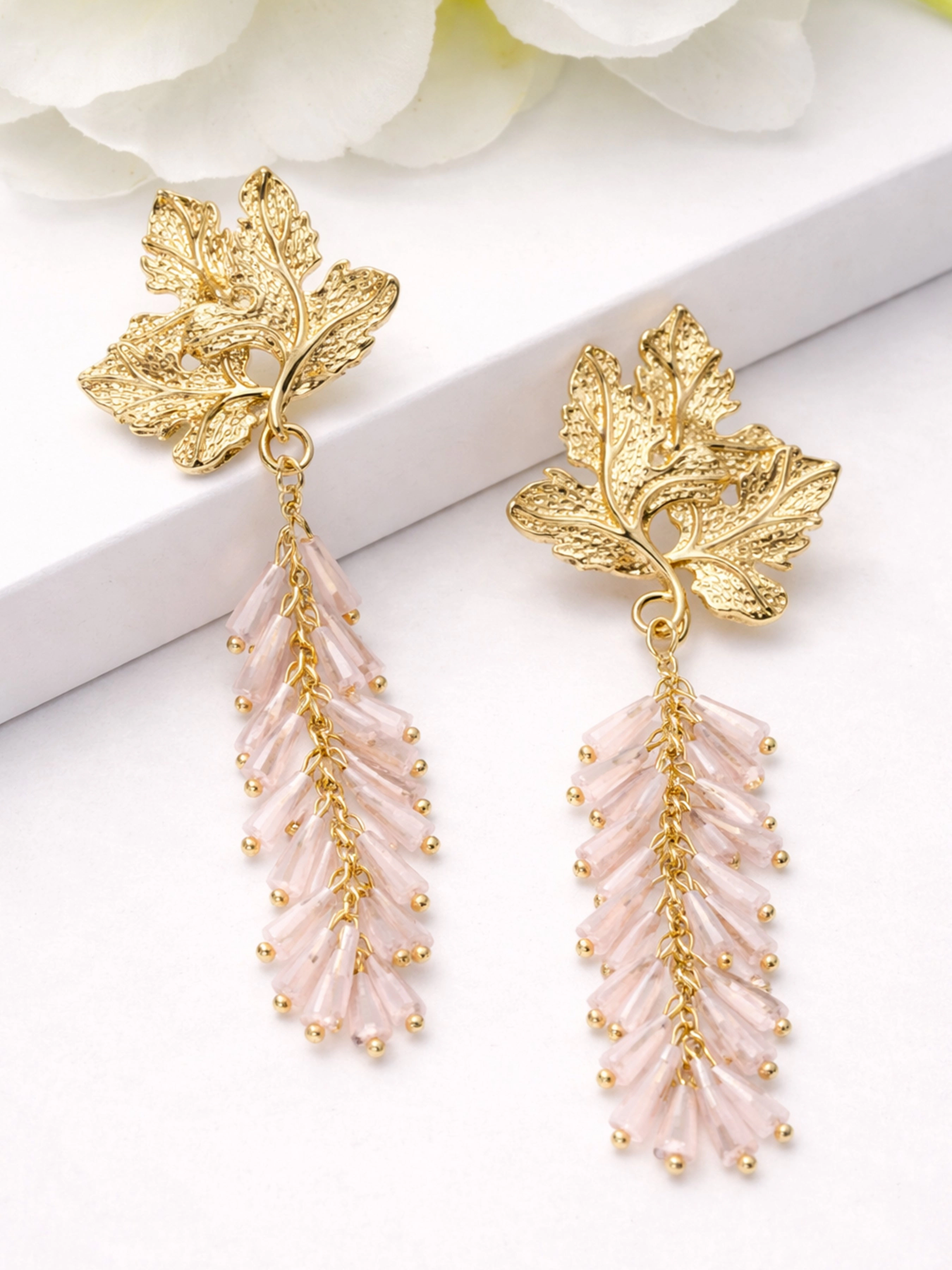 AGP PARIS Womens Leaf Branch Drop Earrings