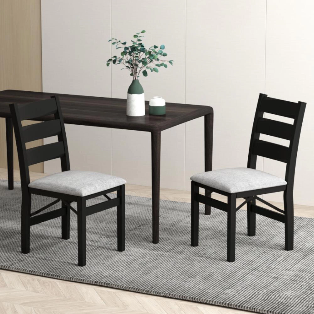 Hivvago Modern Upholstered Folding Chairs Set of 2 with Comfy Backrest-Black