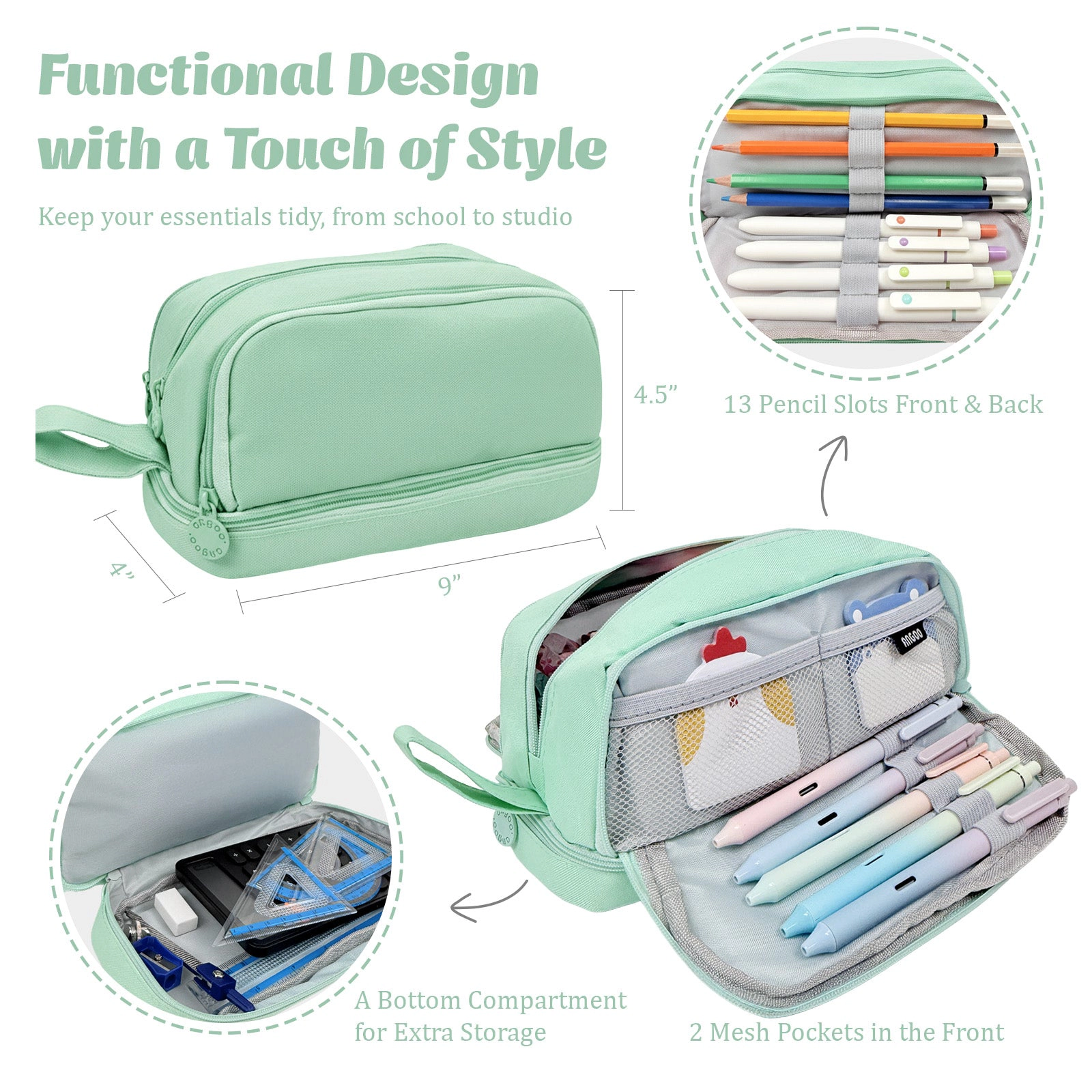 Wrapables 4-Compartment Large Capacity Pencil Case