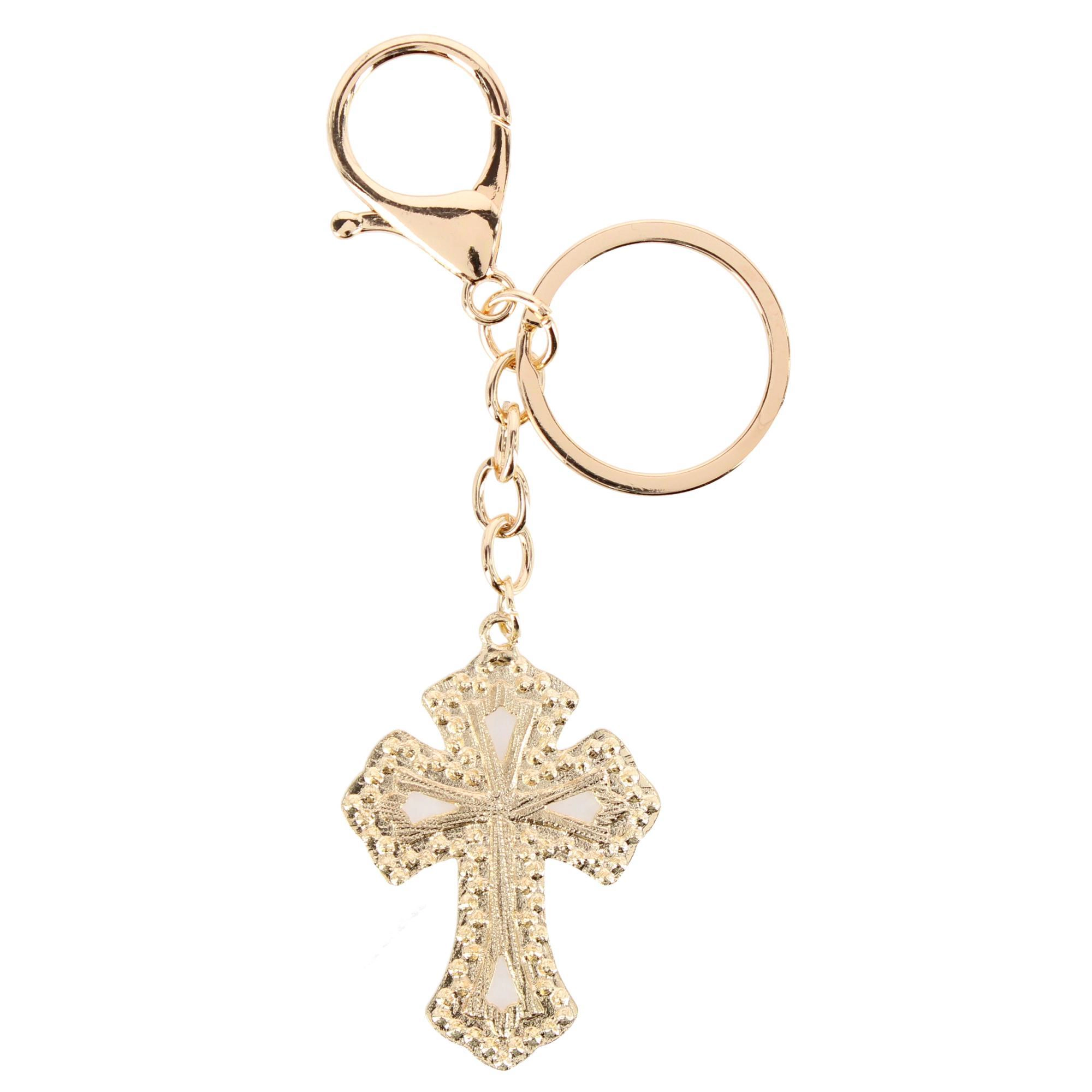 CTM Women's Rhinestone Embellished Cross Bag Charm & Key Chain