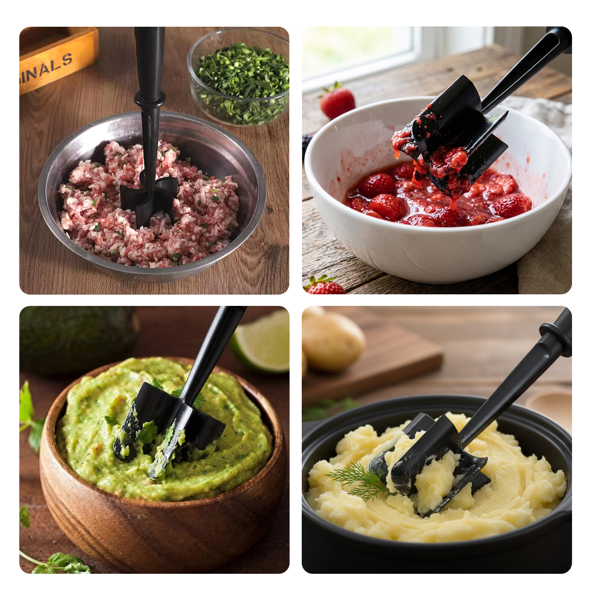 Cheer Collection Heat Resistant Nylon Meat Chopper with 5-Blade Pinwheel Design and Thumb Rest