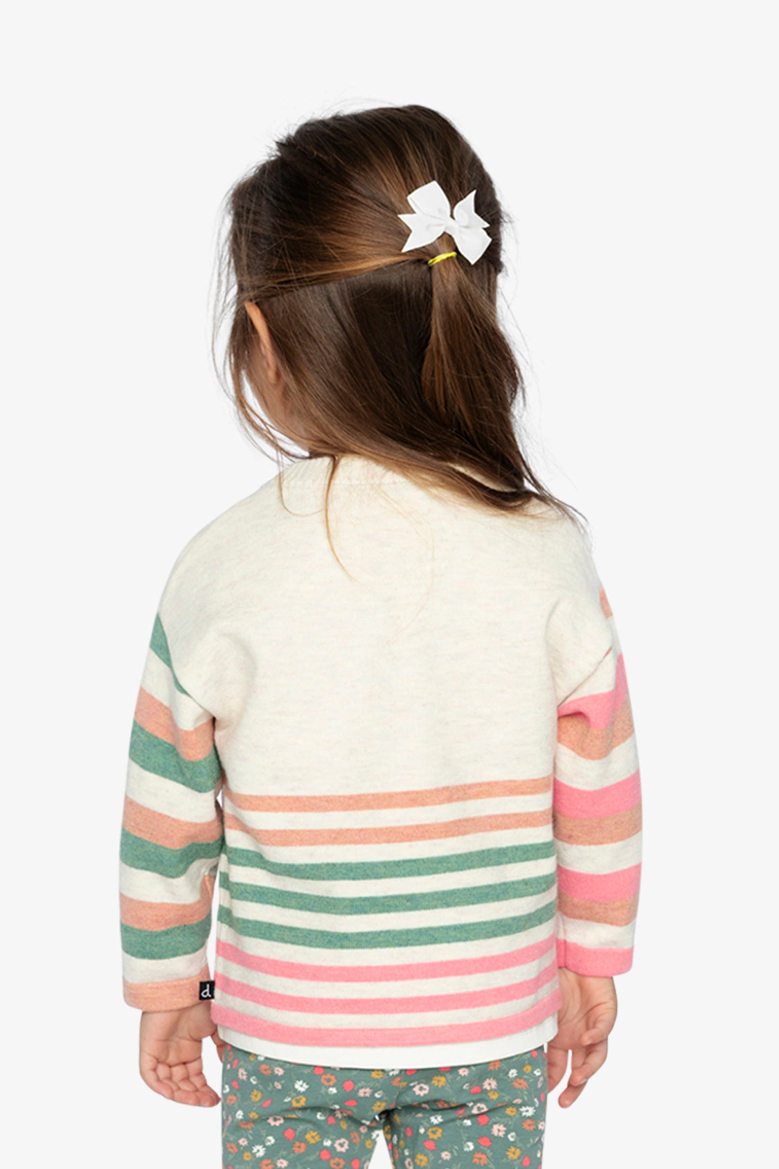 Deux par Girls Cat Appliqué Striped Knitted Sweater