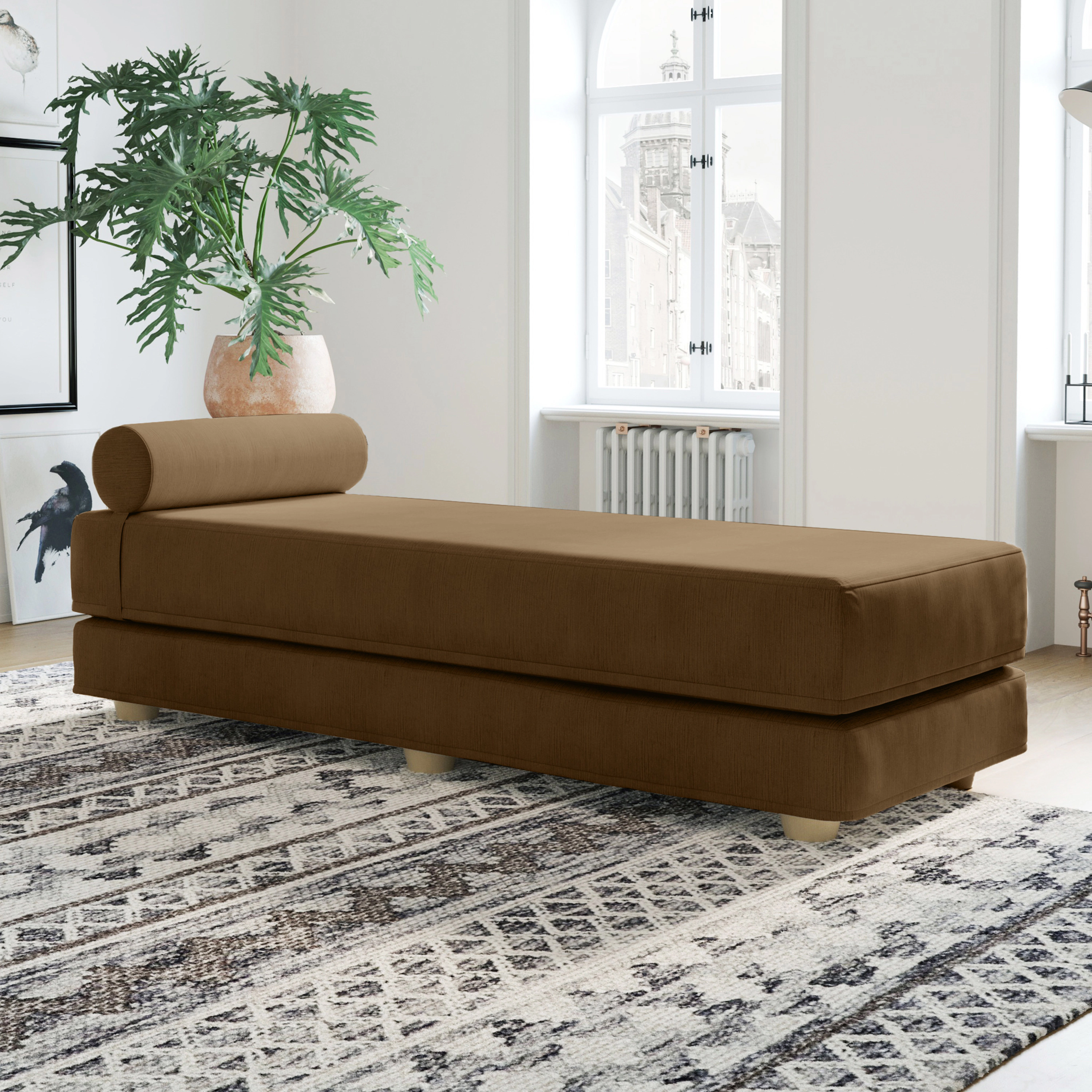 Alon Daybed - Fold-Out Sleeper Chaise with Premium Memory Foam Queen-Size Mattress