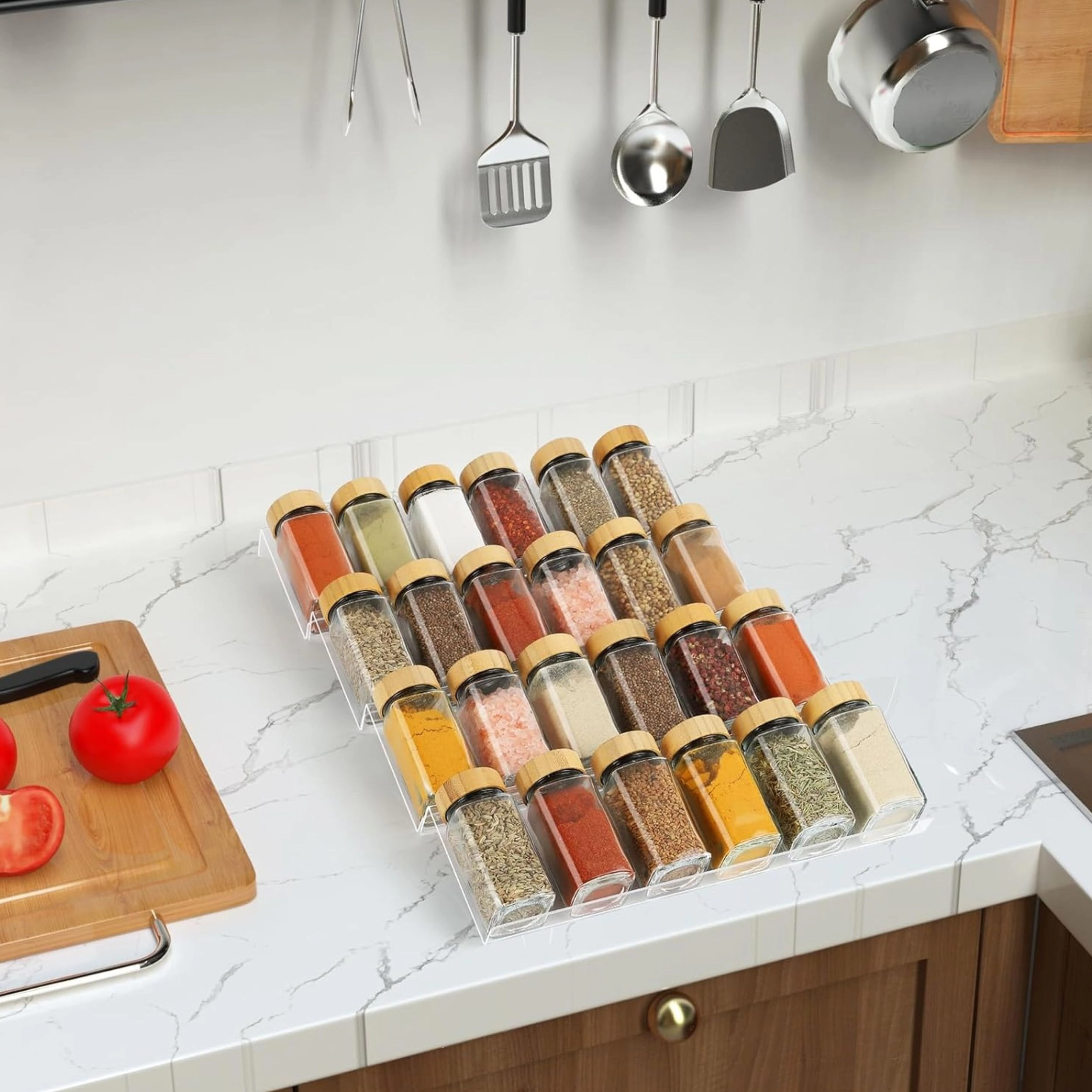 Stock Preferred Expandable 4 Tier Acrylic Spice Drawer Organizer Rack Clear Seasoning Tray