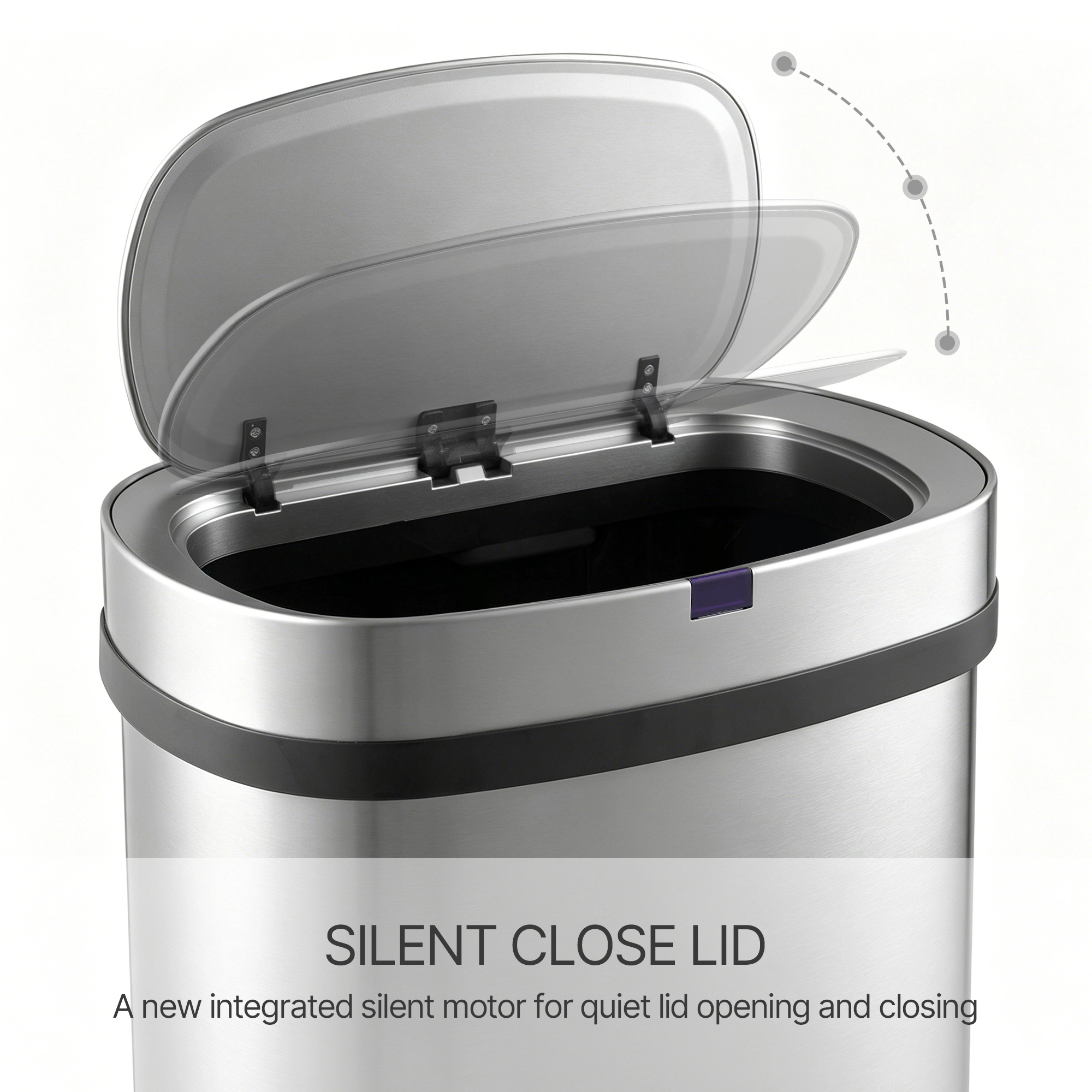 Innovaze 18 Gal. Touchless Motion Sensor Stainless Steel Kitchen Trash Can, Oval Design, Includes 26 Trash Bags, Silver
