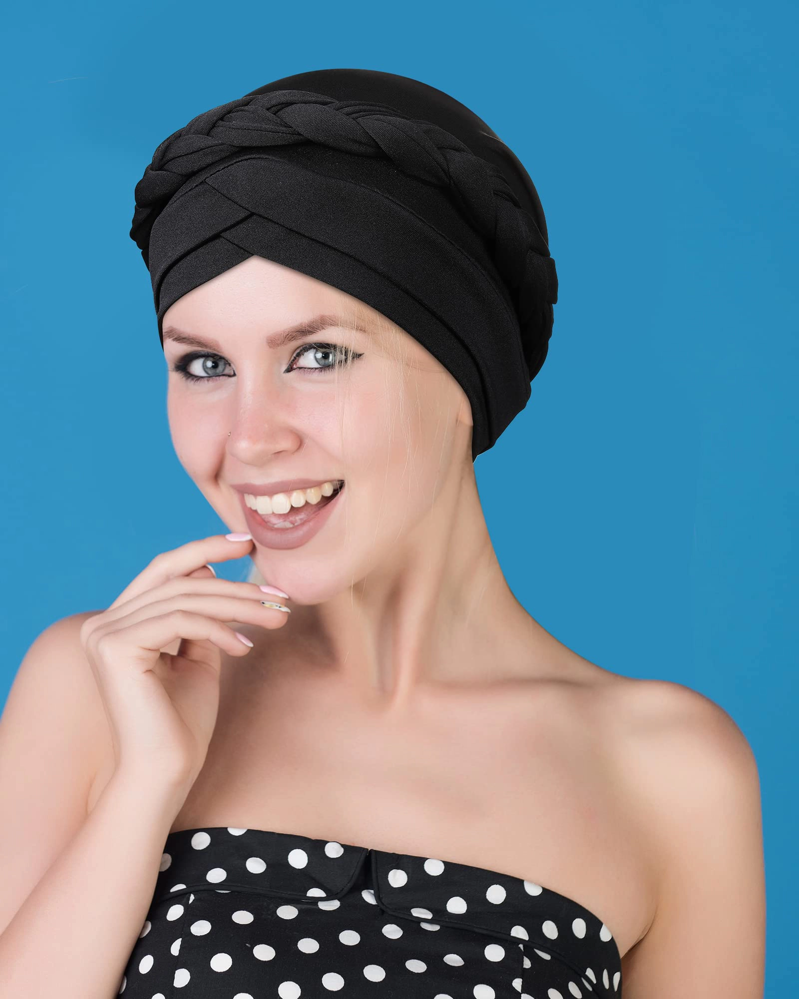 PIGFDK 4 Pieces Turban For Black Women Cap Head Wraps Beaded Headscarf Beanie Wrap