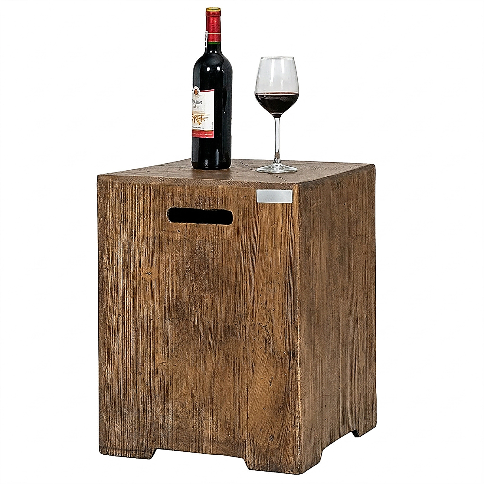 SUGIFT 16 Inch Outdoor Hideaway Side Table Brown for Standard 20 LBS Propane Tank