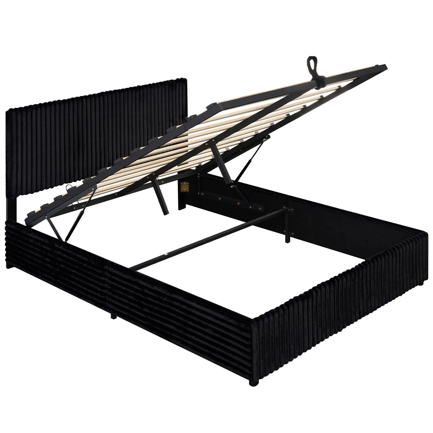 LJG Queen Lift-up Storage Bed with Wooden Slat Support