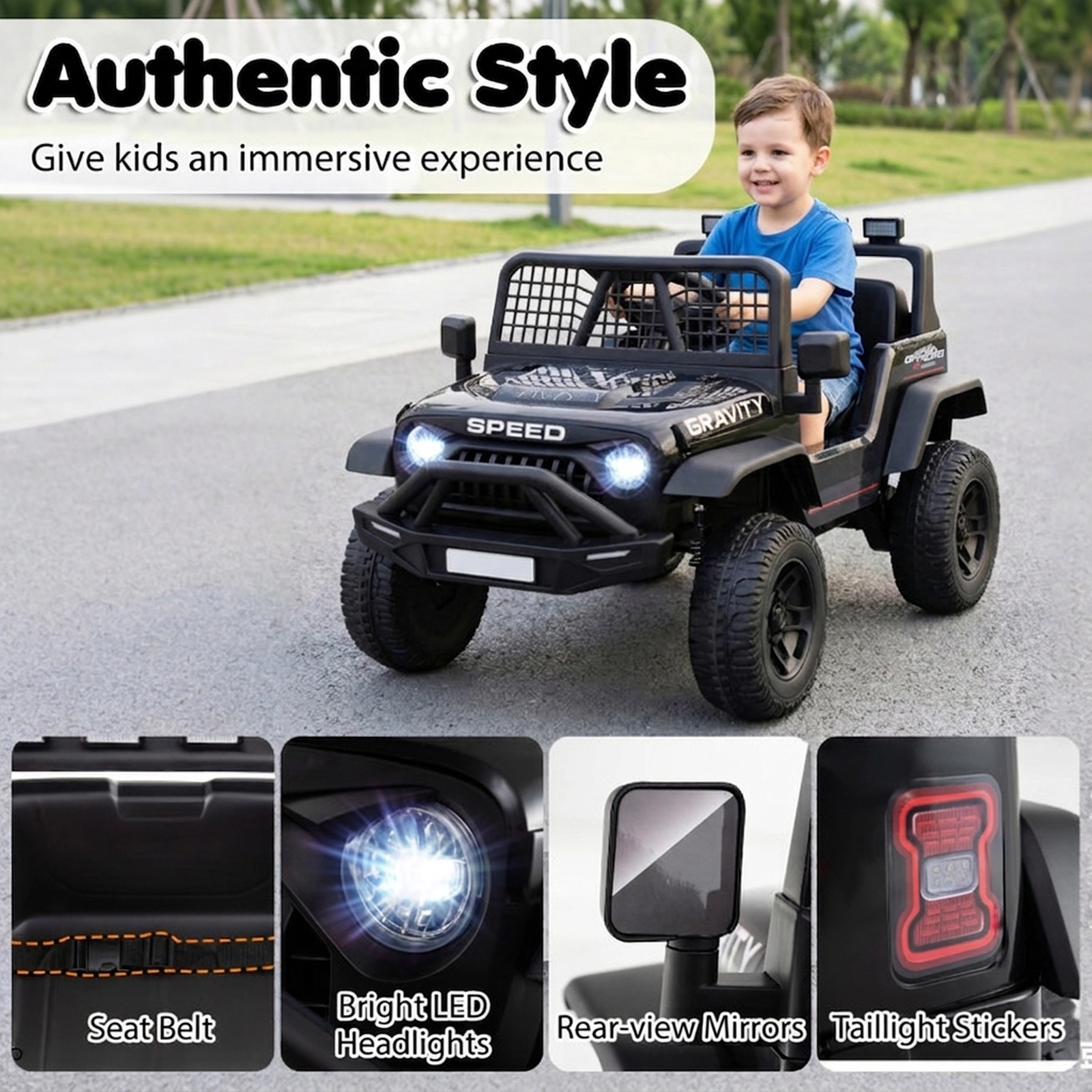 SUGIFT 24V Kids Ride On Car with Remote Control and Music 66-lb Capacity Ages 3+ Black