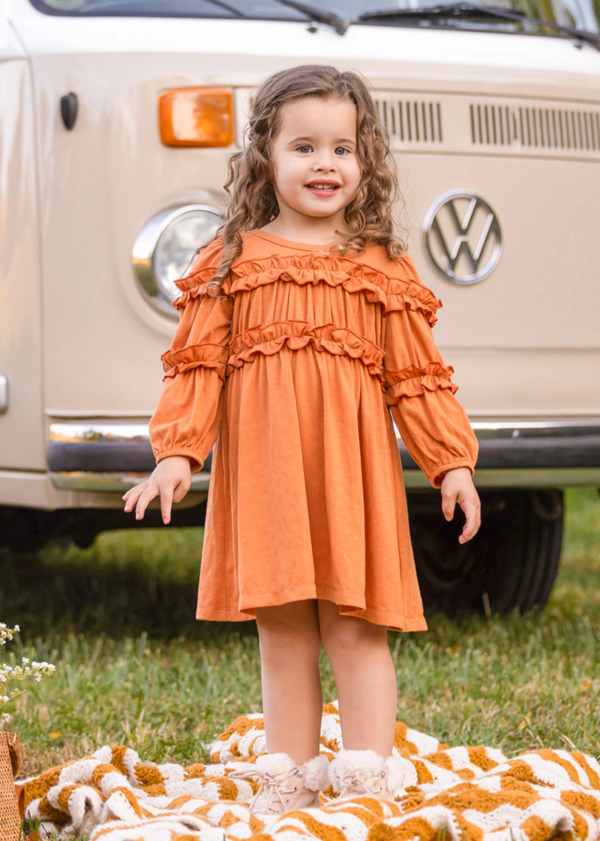 Mabel and Honey Tangerine Textured Knit Dress