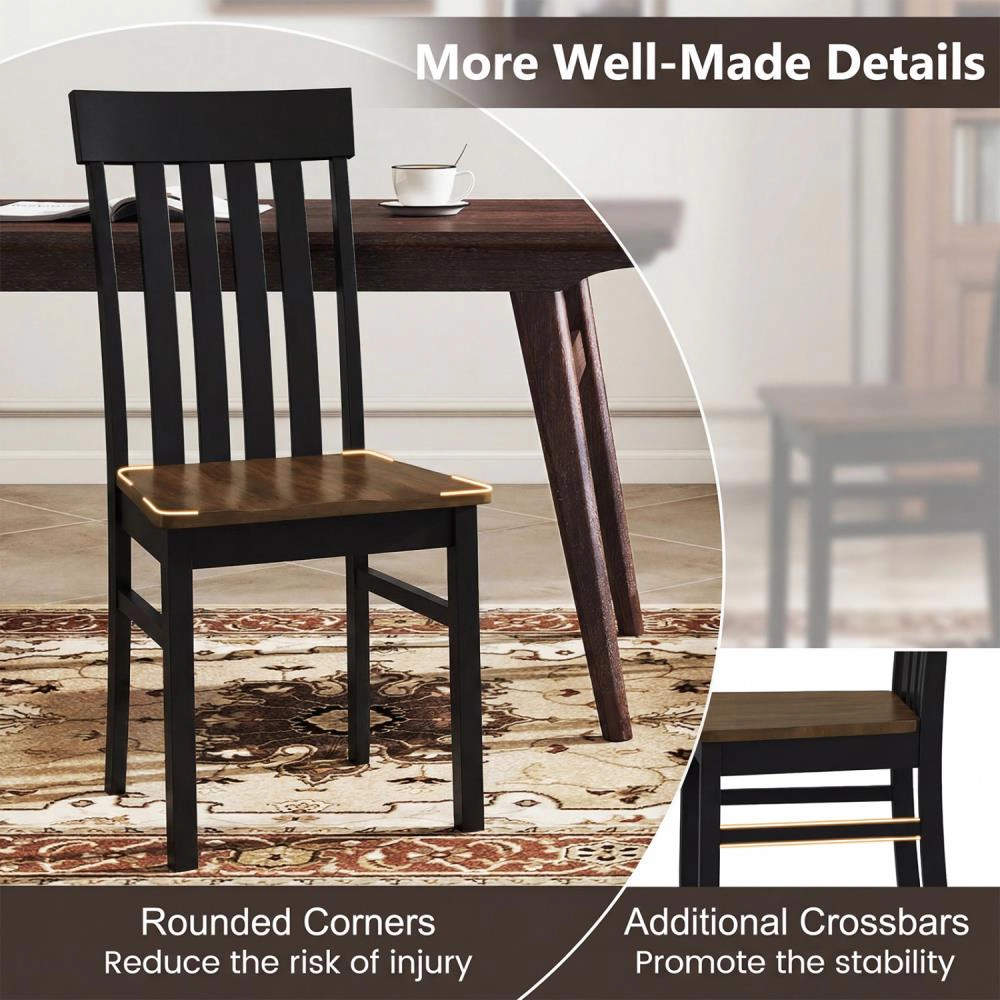 Hivvago Kitchen Dining Chairs Set of 2 with Open Slat High Back Design