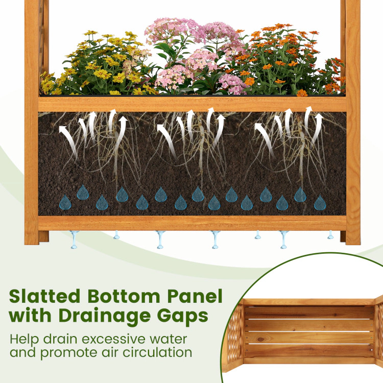 Hivvago Wooden Raised Garden Bed with Lattice Trellis and Arched Roof