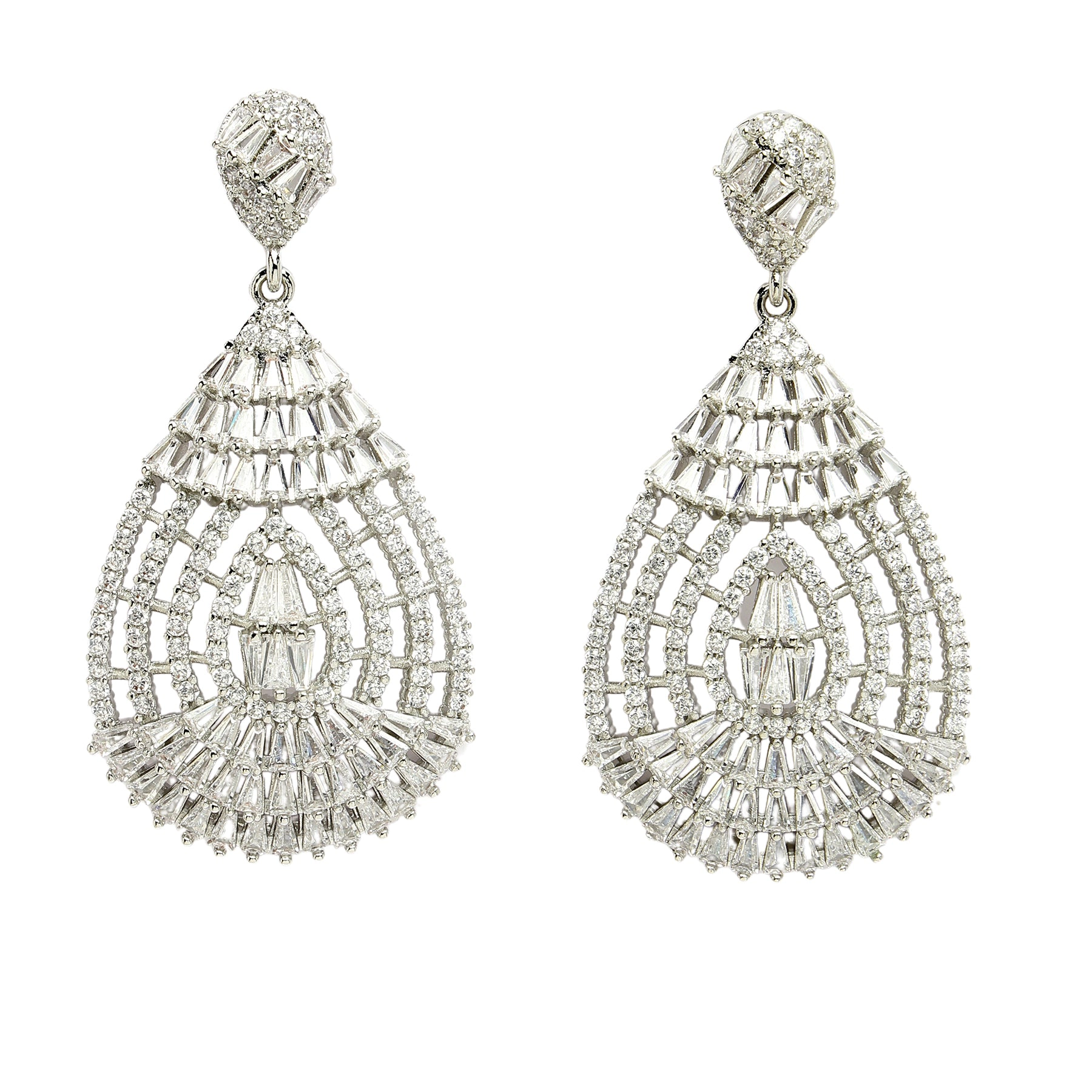 AGP PARIS Womens Diva Collection Beautiful Hollow Zirconia Drop Earrings