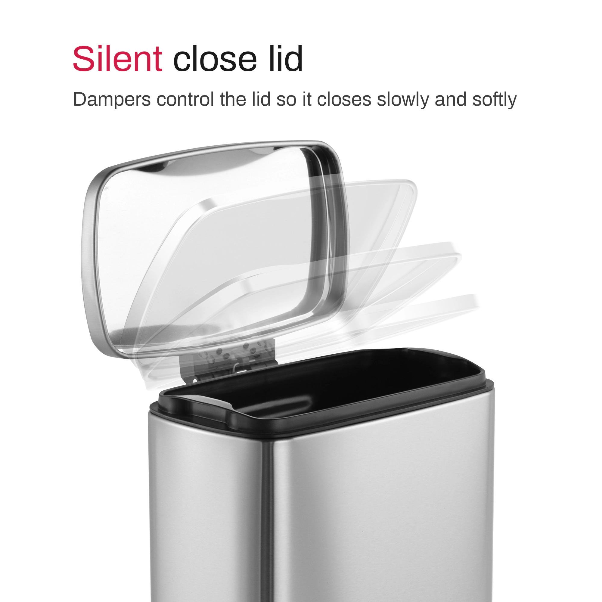 Innovaze 1.3 Gal./5 Liter Rectangular Stainless Steel Step-on Trash Can for Bathroom and Office