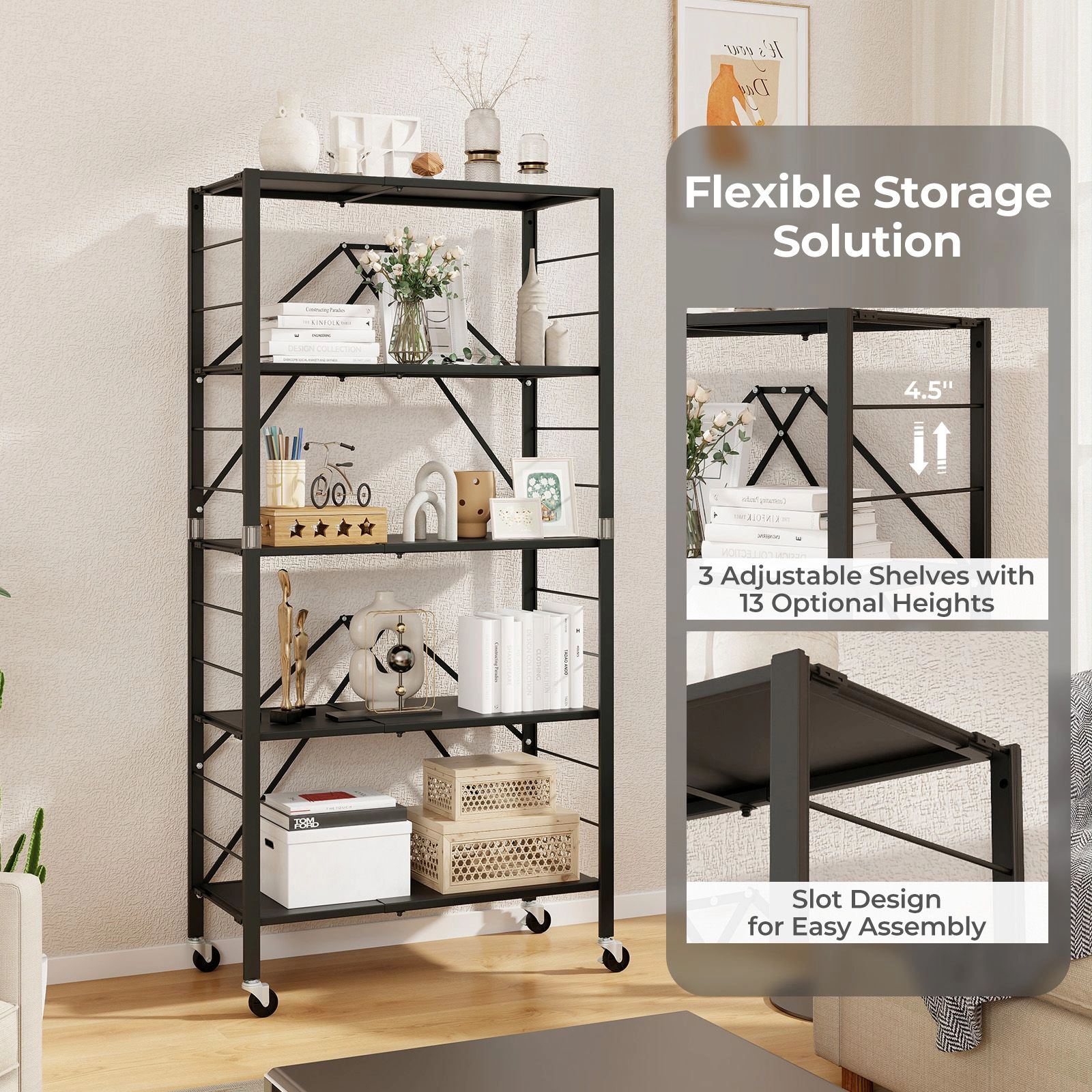 SlickBlue Adjustable 5 Tier Metal Storage Shelf Organizer