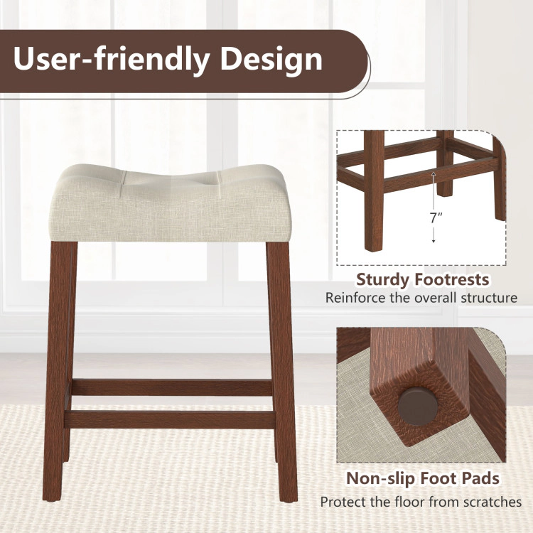 Hivvago Set of 4 Counter-Height Upholstered Bar Stools with Ergonomic Curved Saddle Seats