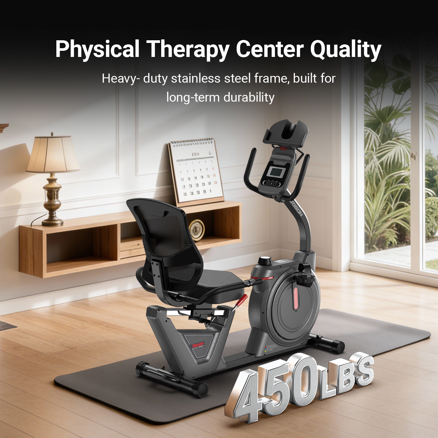 HARISON Semi-Commercial Recumbent Exercise Bike, 450 LB Capacity, Quiet Magnetic Resistance, LCD & Tablet Holder