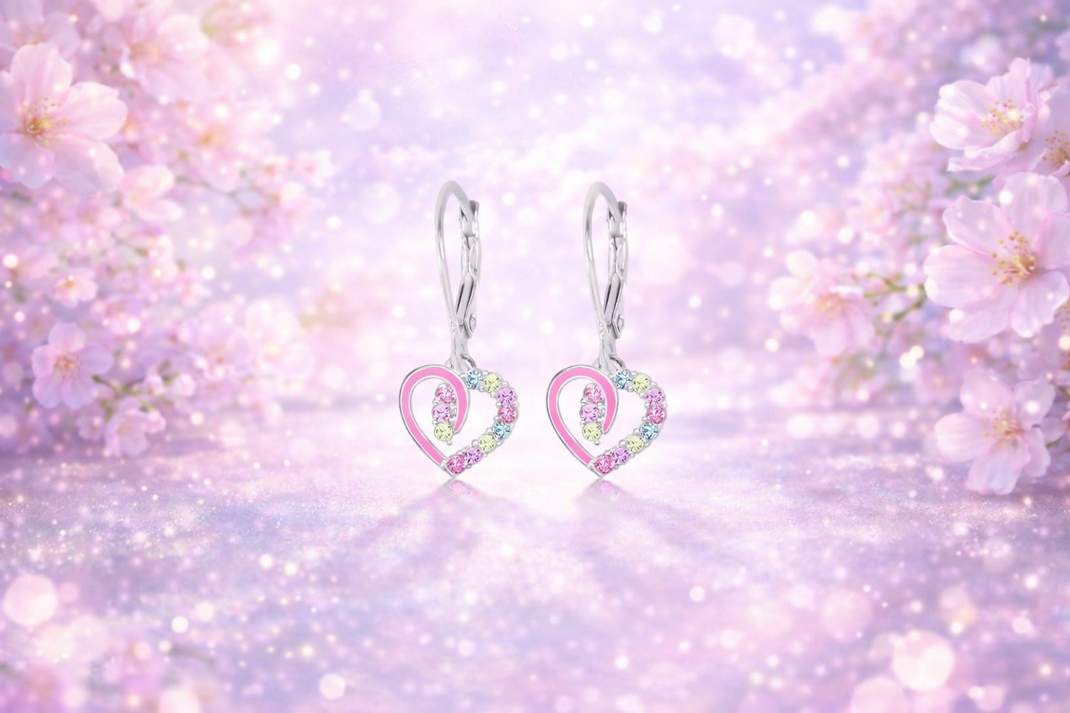 CHANTEUR Kids Silver-Plated Heart Earrings with Sterling Silver Leverback