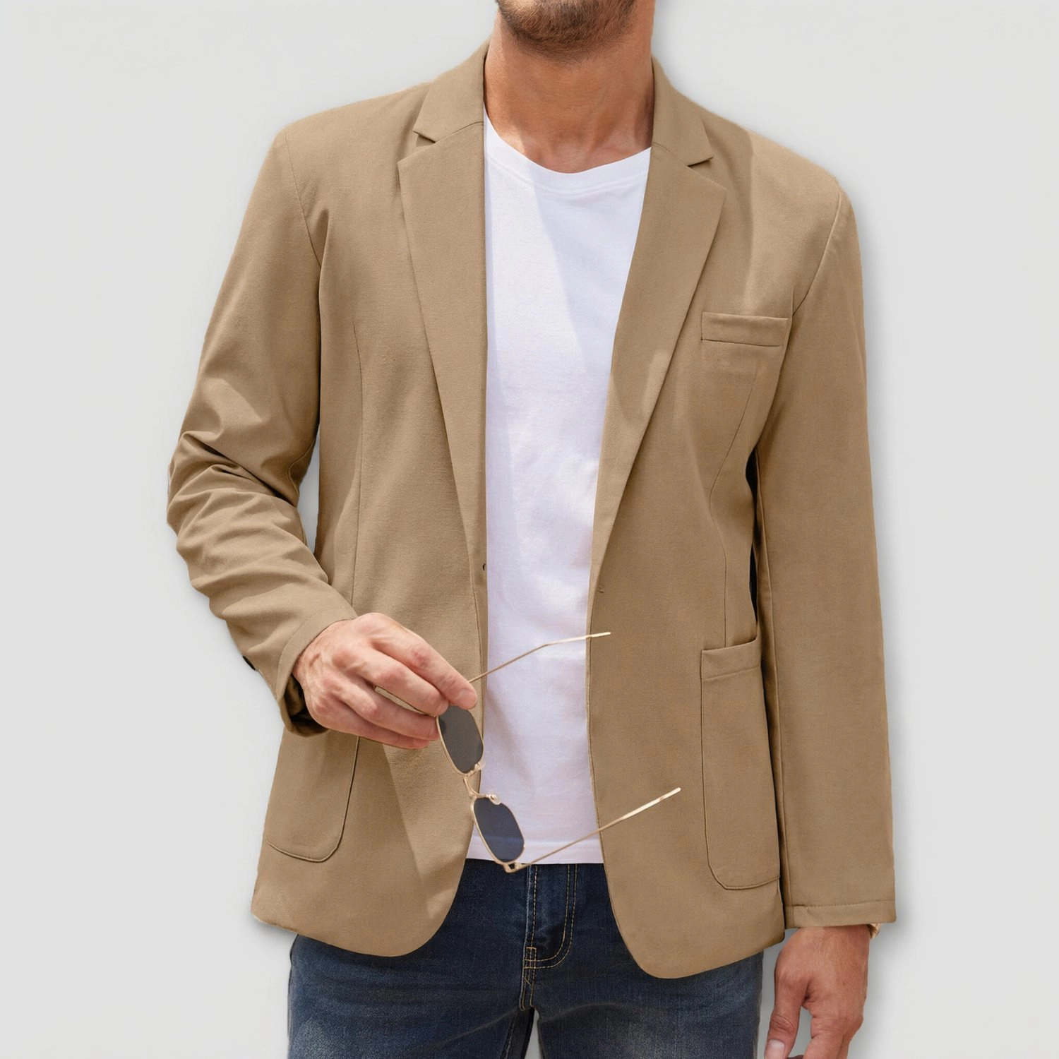 COOFANDY Mens Pink Long Sleeve Blazer Fall Notched Lapel Open Front Casual Jacket