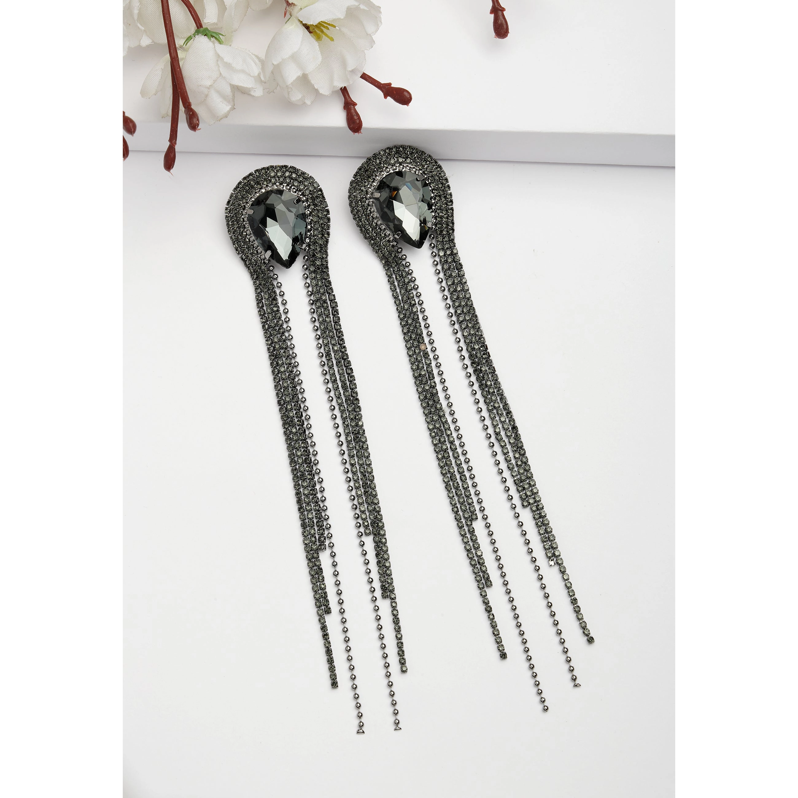 AGP PARIS Womens Diva Collection Long Chain Drop Earrings